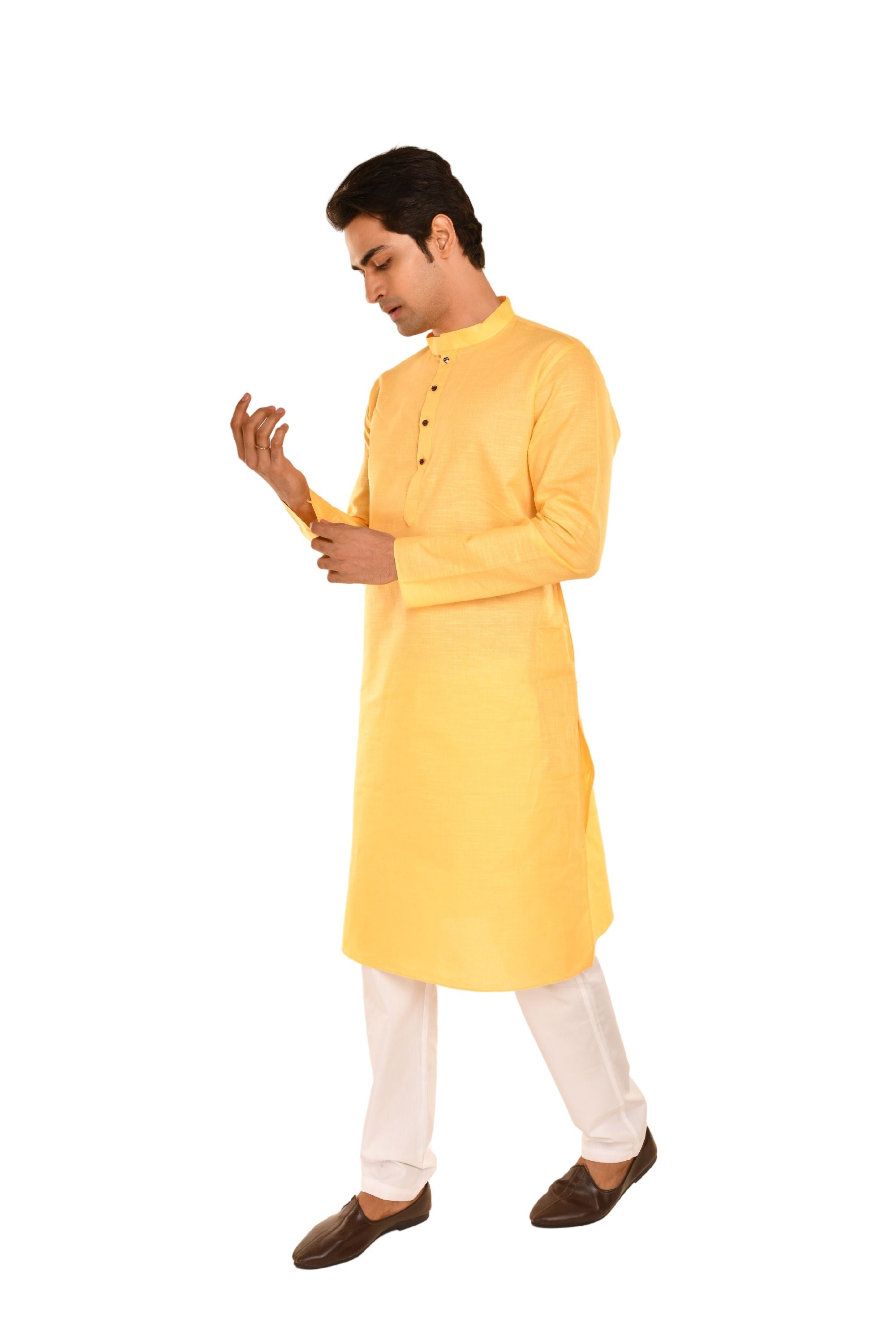 Casual Pure Cotton Kurta Golden