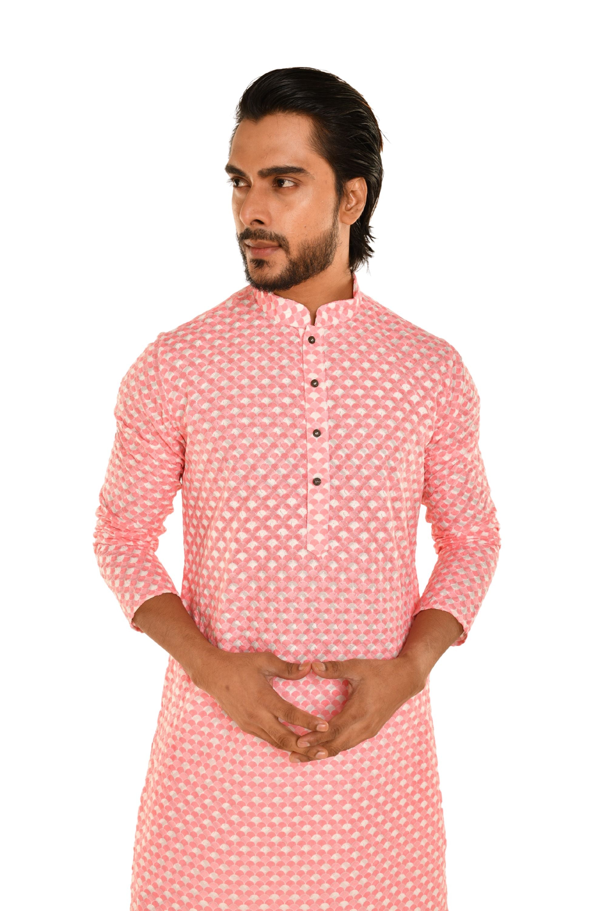 Men Coral Chikankari Kurta