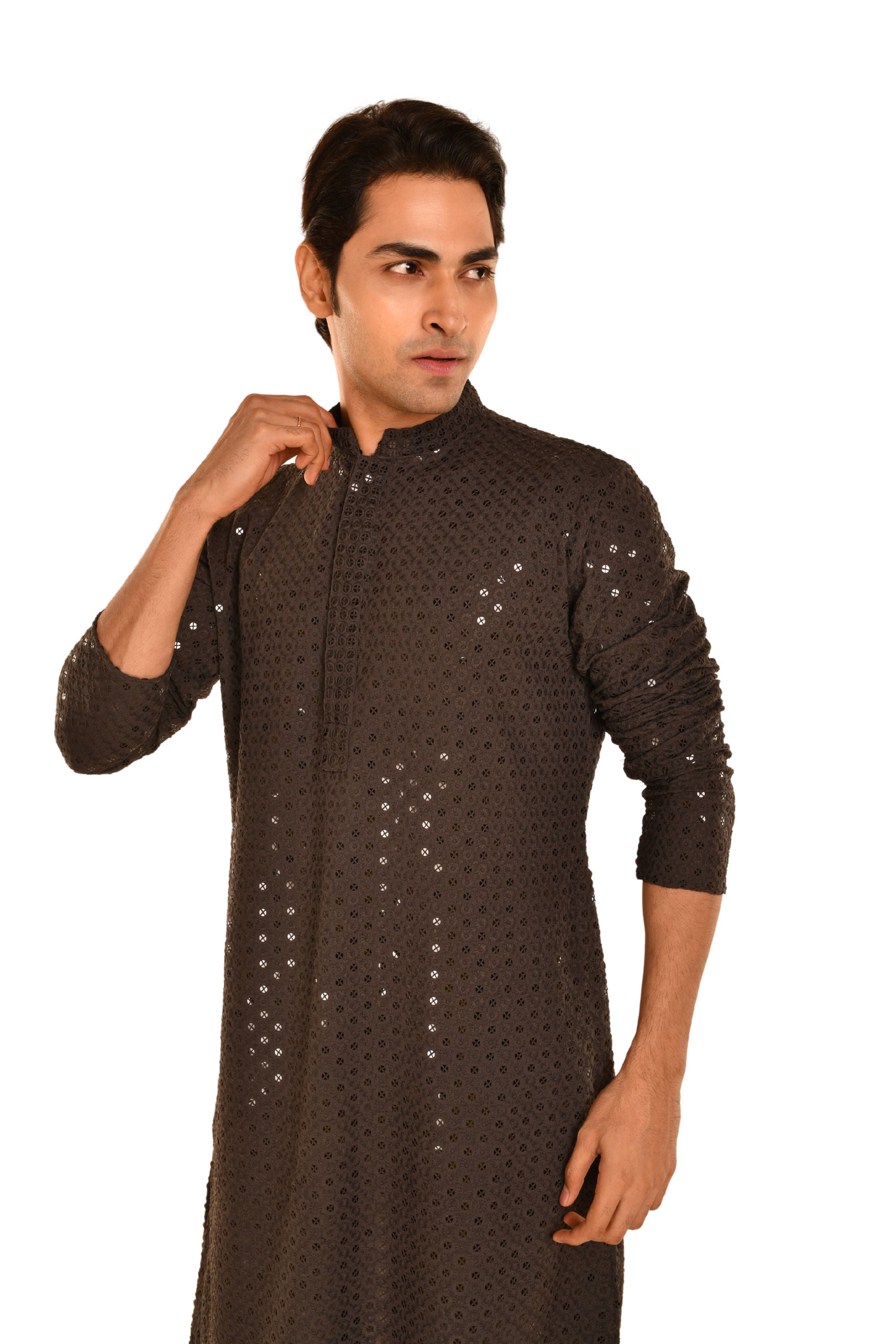 Men Embroidered and Seqence Chikankari Kurta