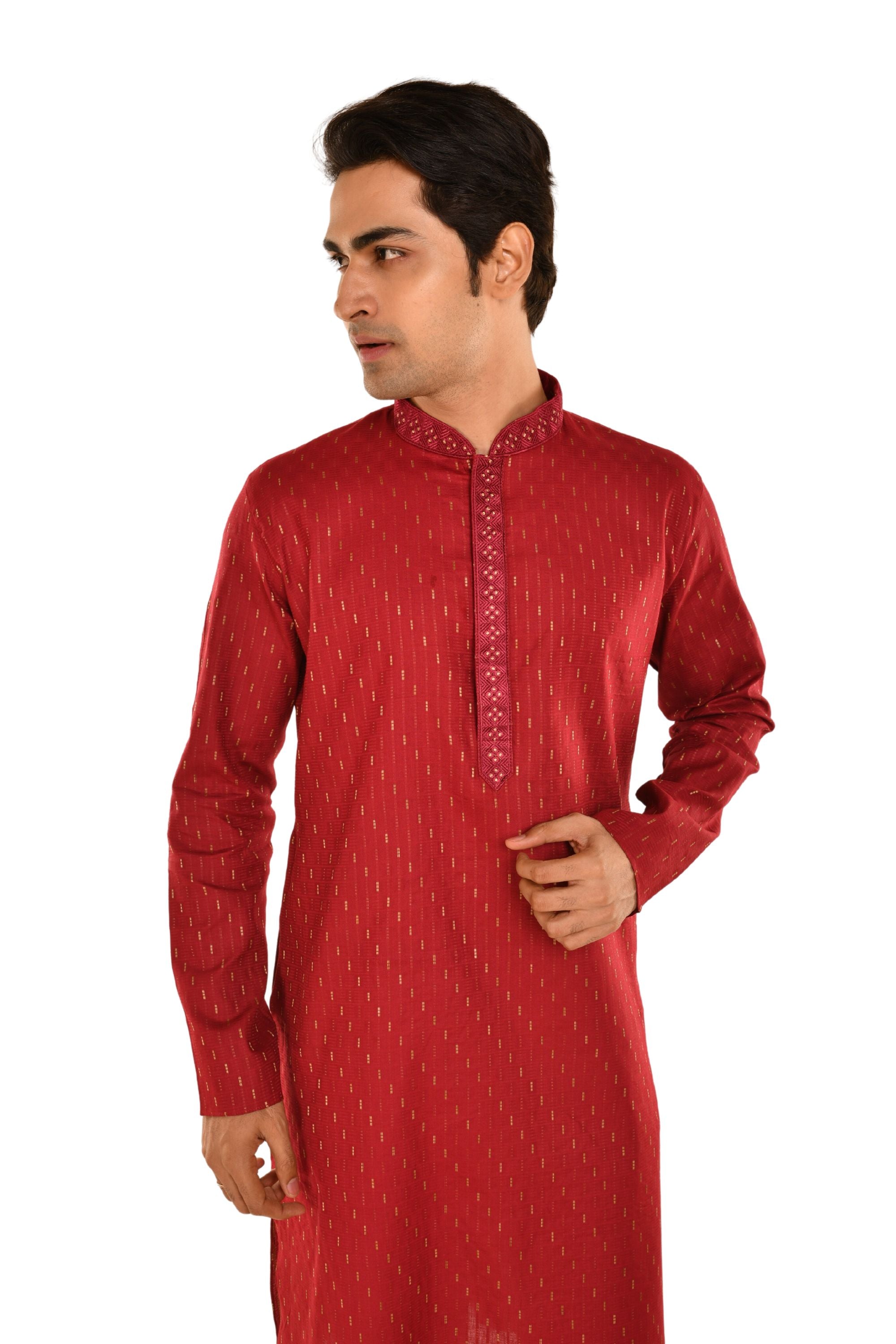 Cotton Embroidered Slim Fit Long Kurta