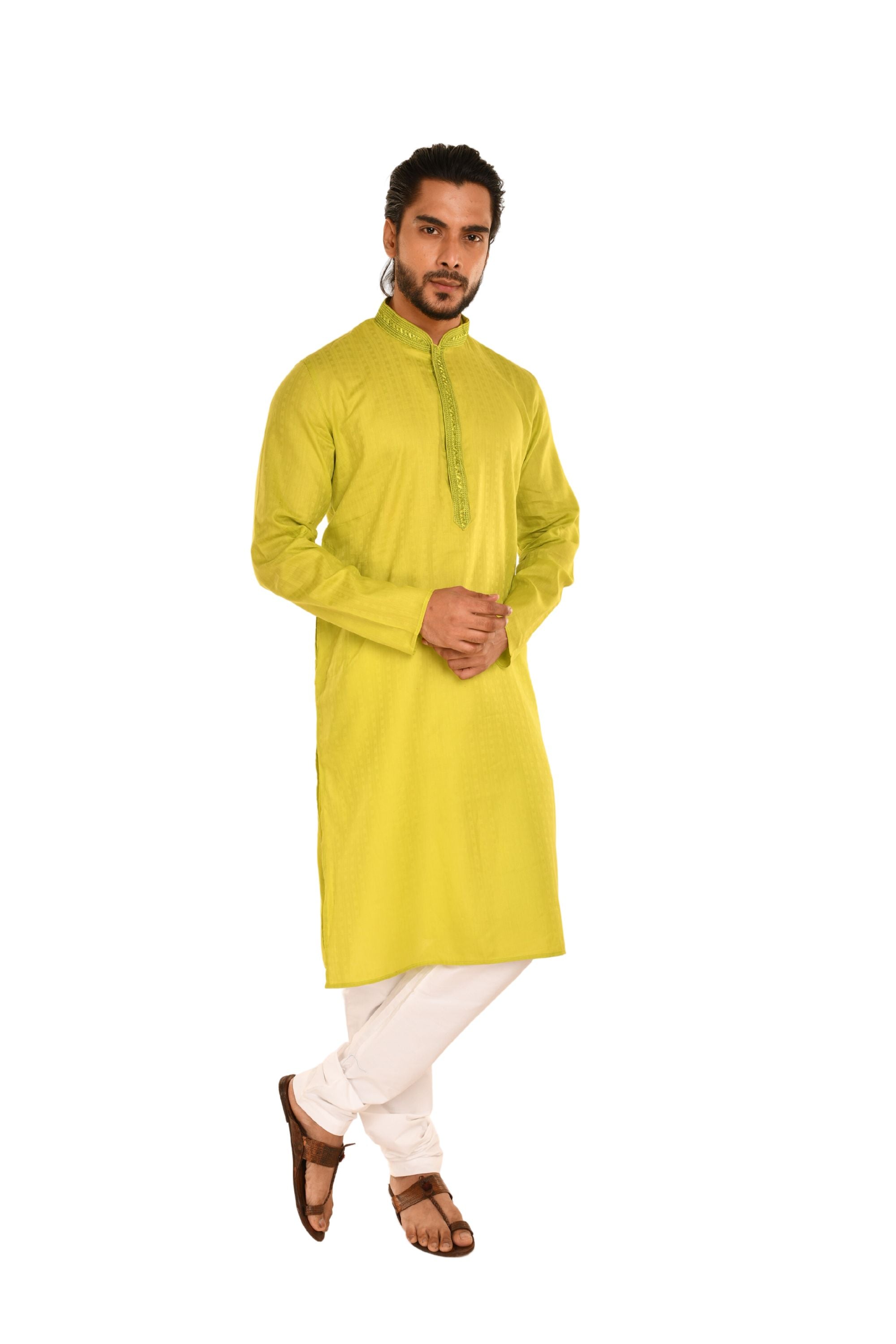 Everyday Wear Cotton Casual Kurta Green