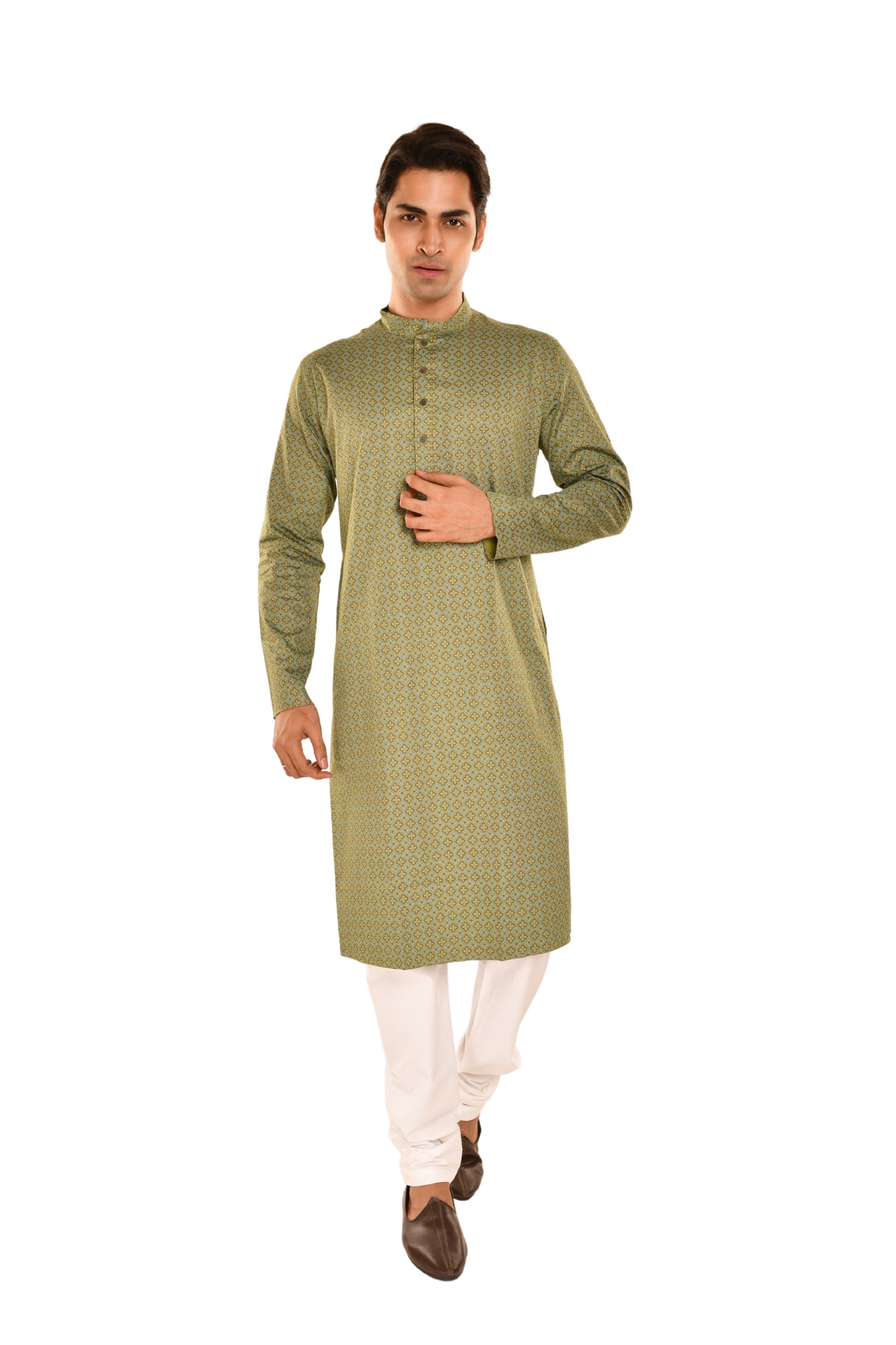 Green Kurta with Ethnic Motifs