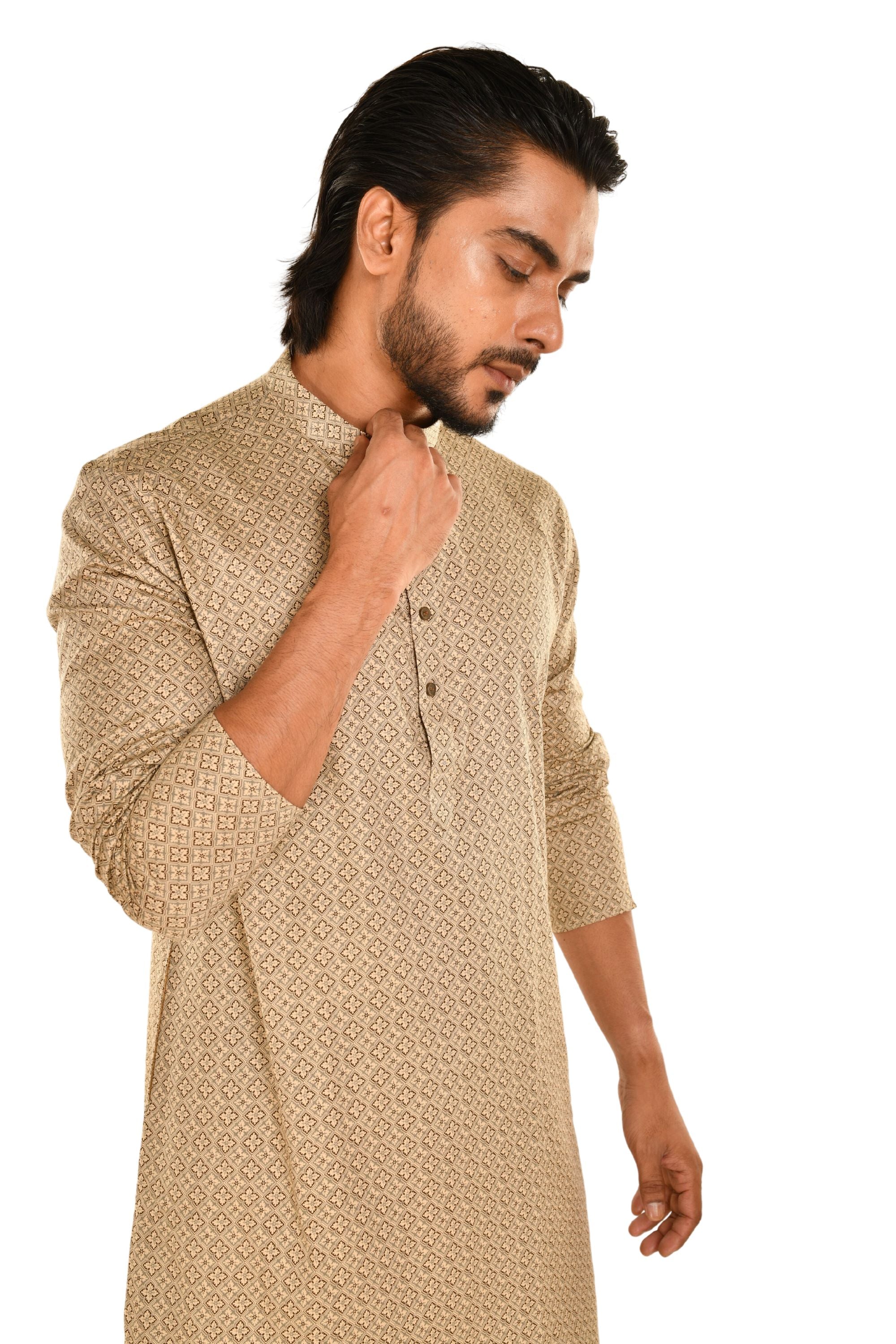 Brown Kurta with Ethnic Motifs