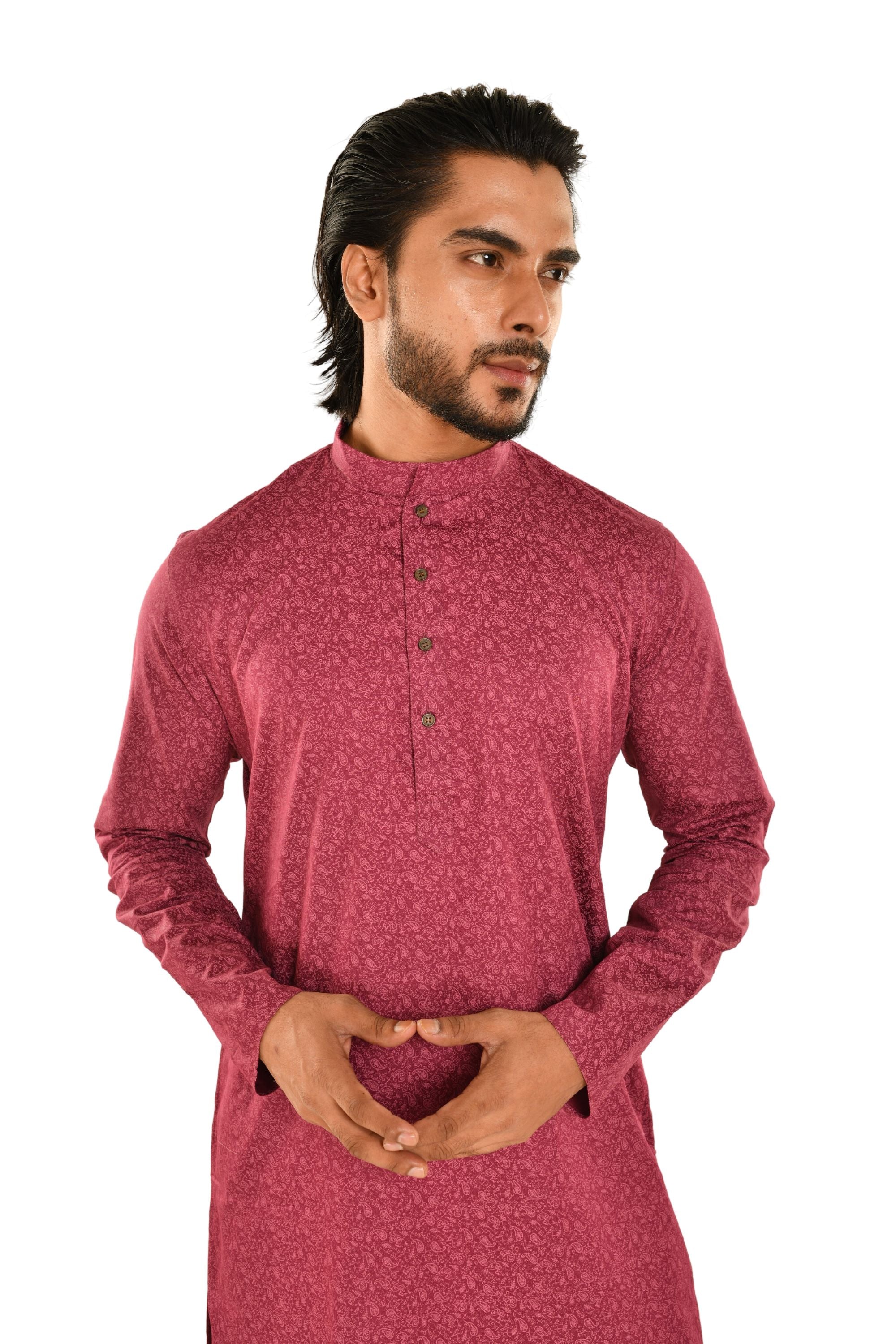 Ethnic Motif Printed Grape and Cream Kurta