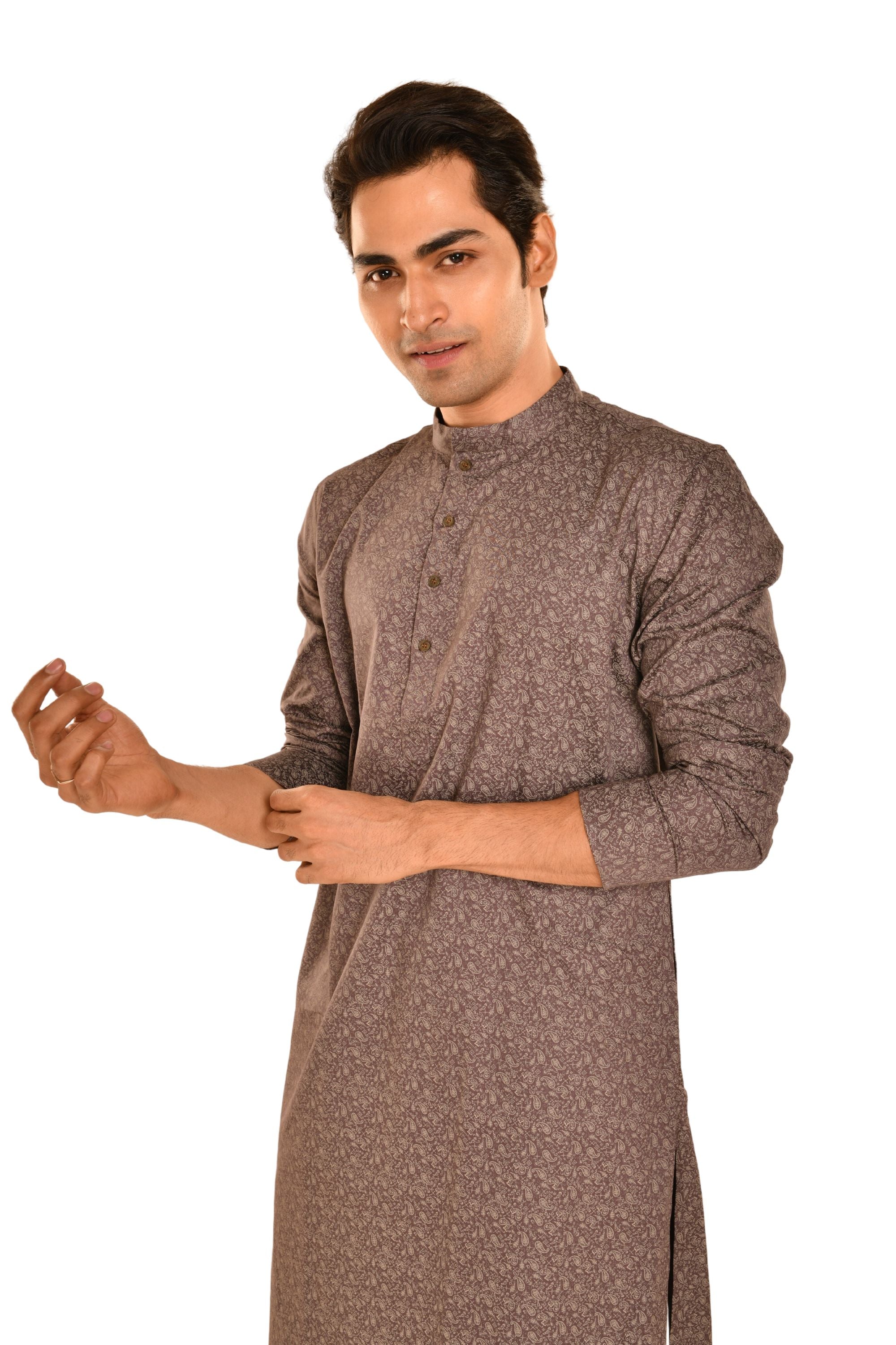 Ethnic Motif Printed Purple and Cream Kurta
