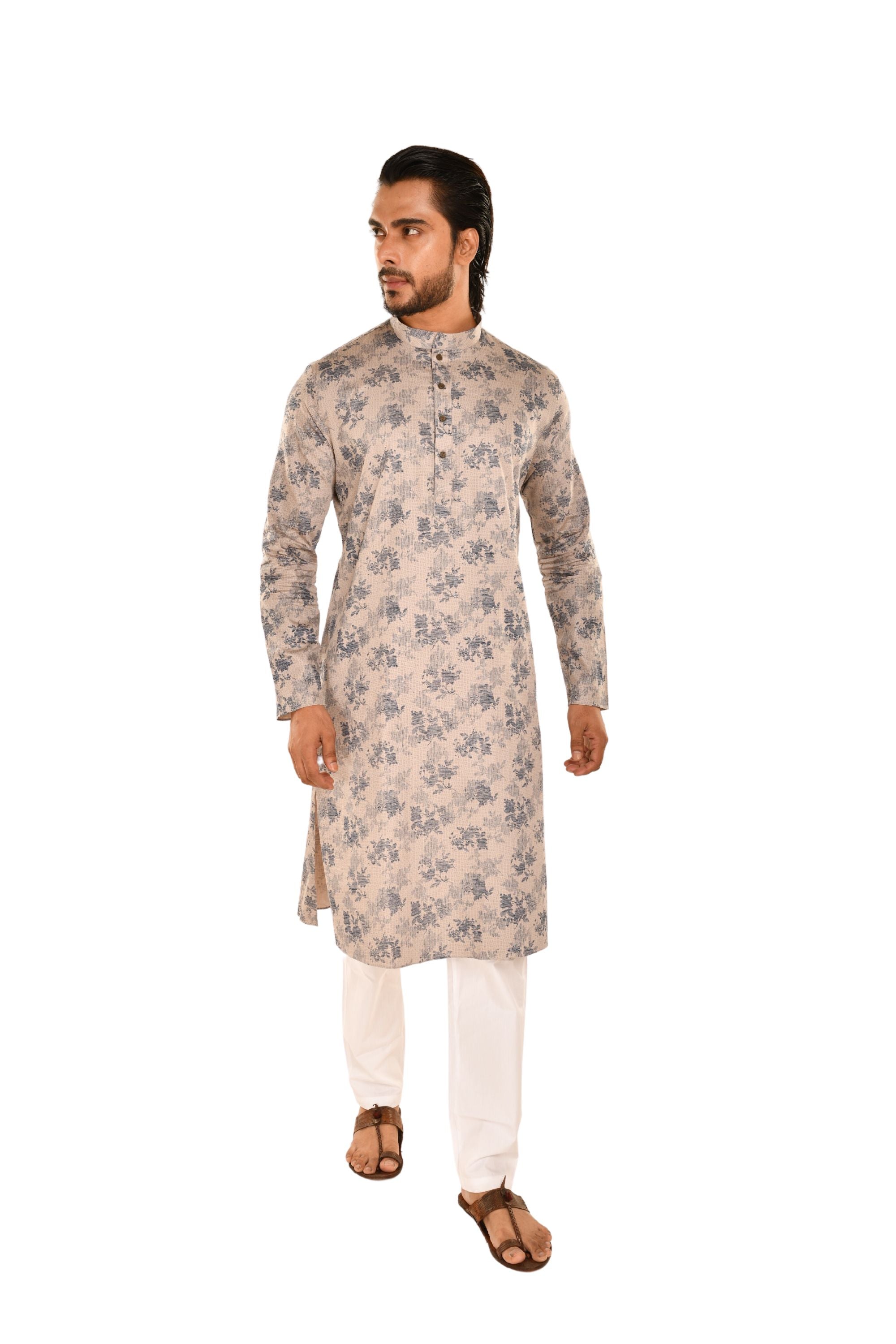 Floral Printed Men's Straight Kurta