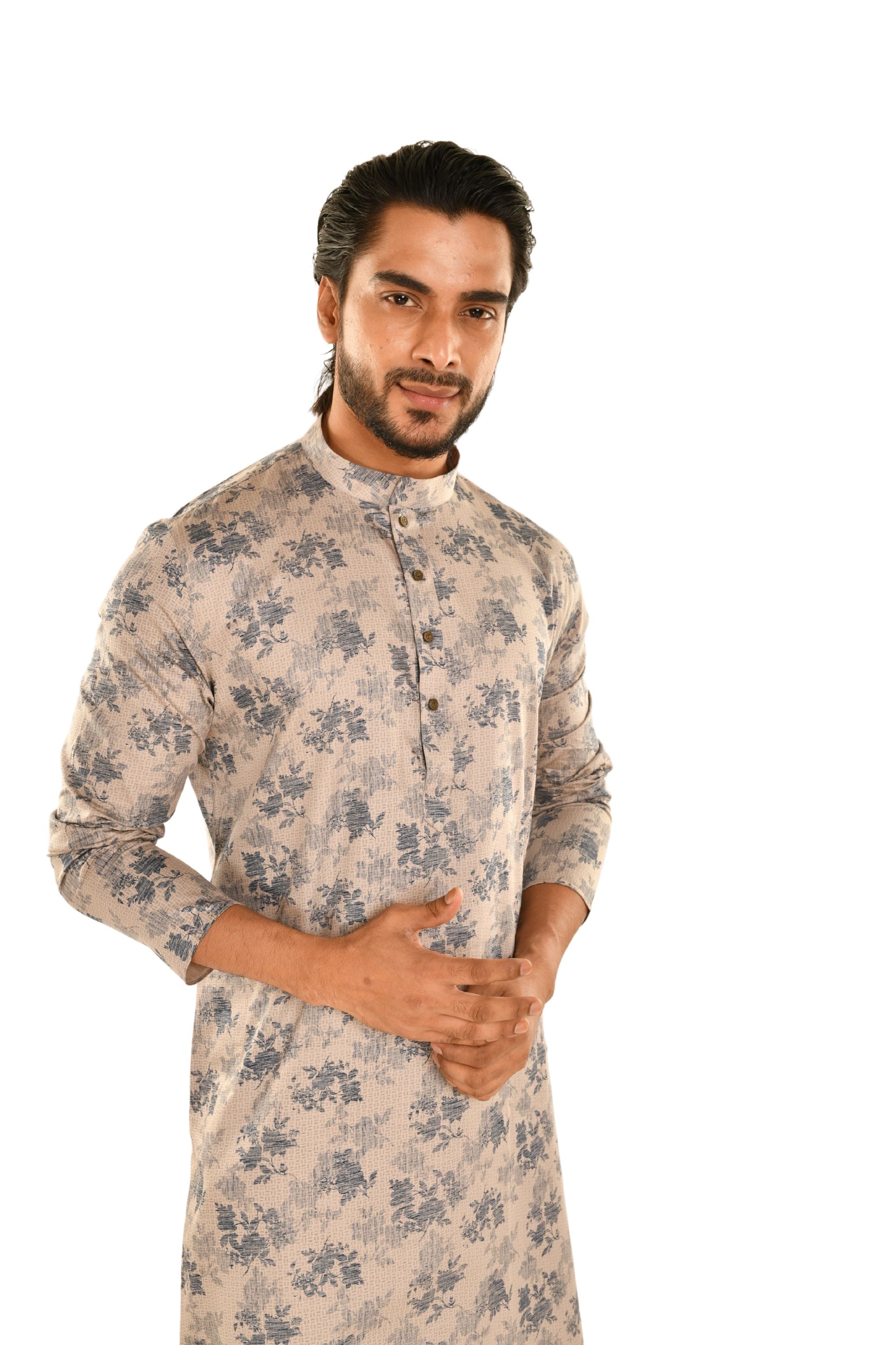 Floral Printed Men's Straight Kurta