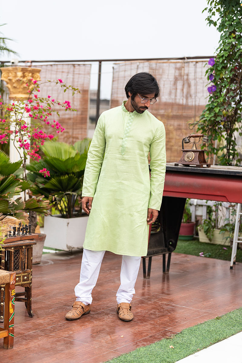 Plain Kurtas with Horizontal Self Stripes