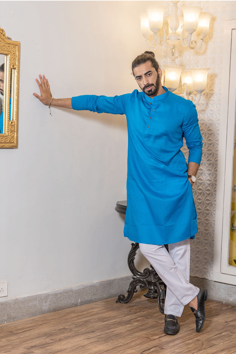 The Basic Kurta Azure Blue