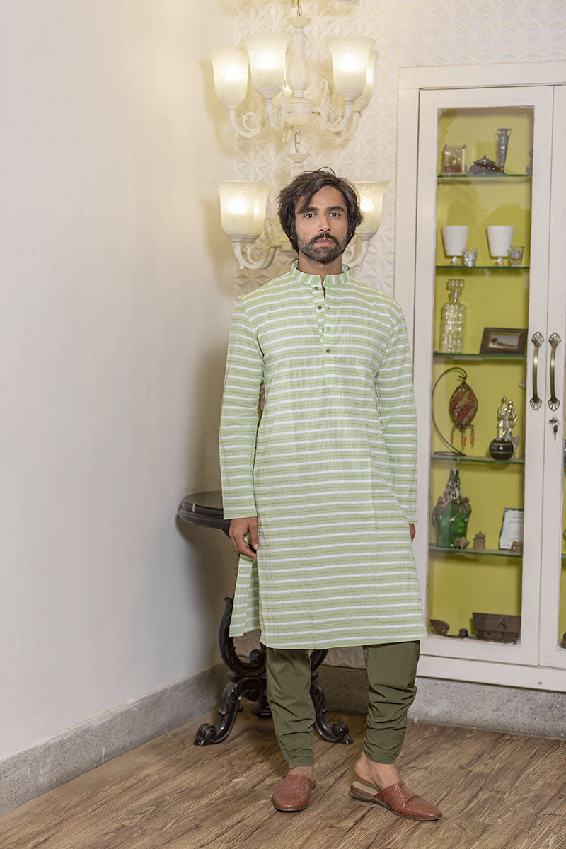 Summer Cool Cotton Kurta Light Green