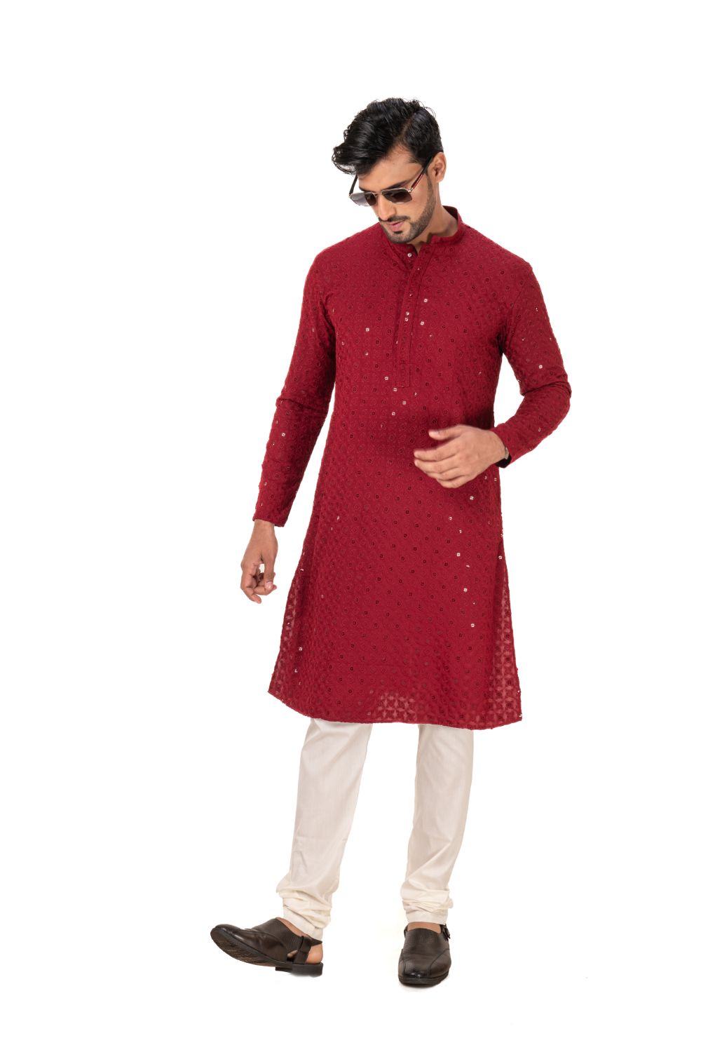 Geometric Chikankari Embroidered Kurta Set