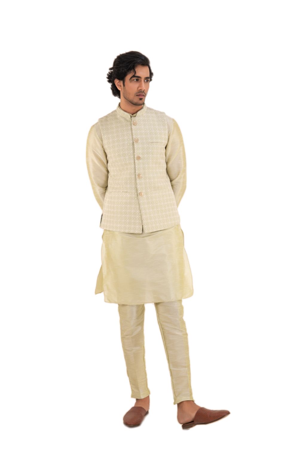 Timeless Lucknavi Chikan Work Nehru Jacket
