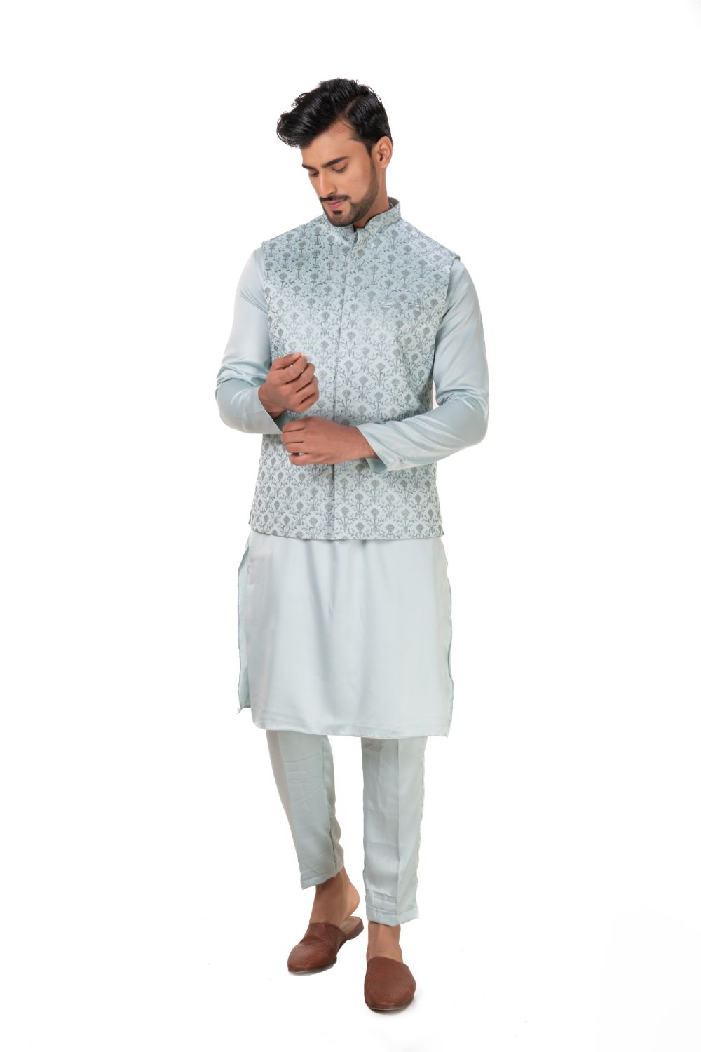 Classic Floral Embroidered Nehru Jacket
