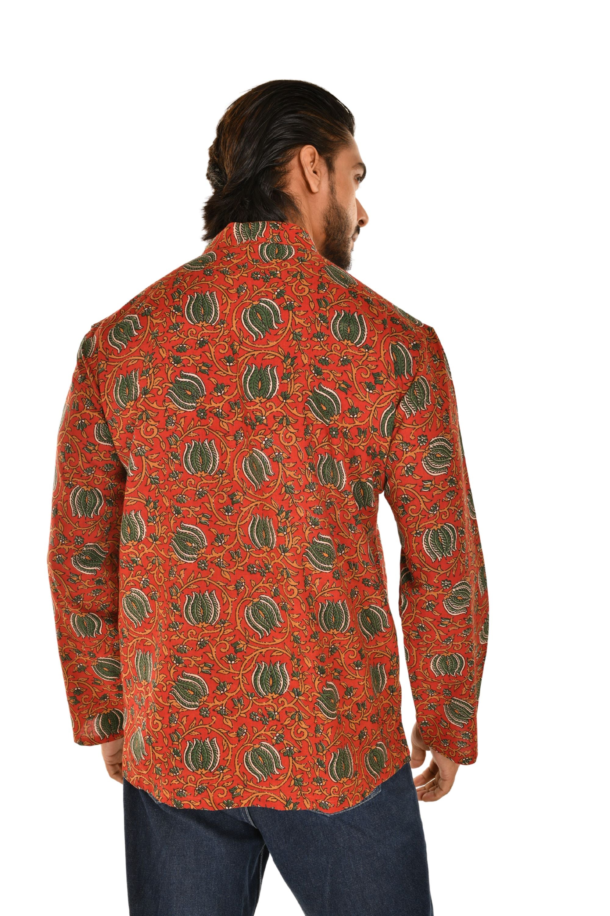 Red Bagru Print Short Kurta