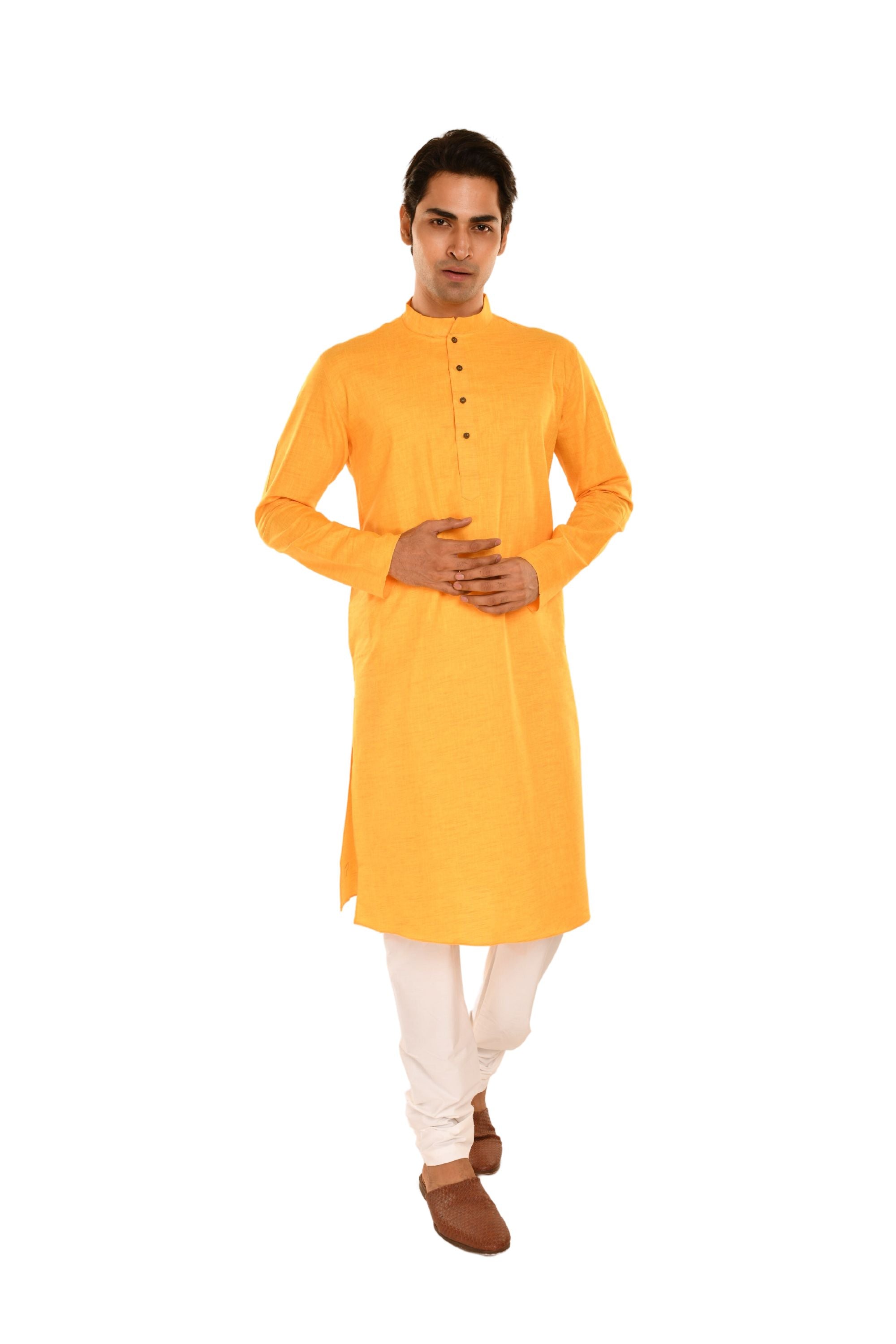 Minimalist Pure Cotton Kurta Yellow
