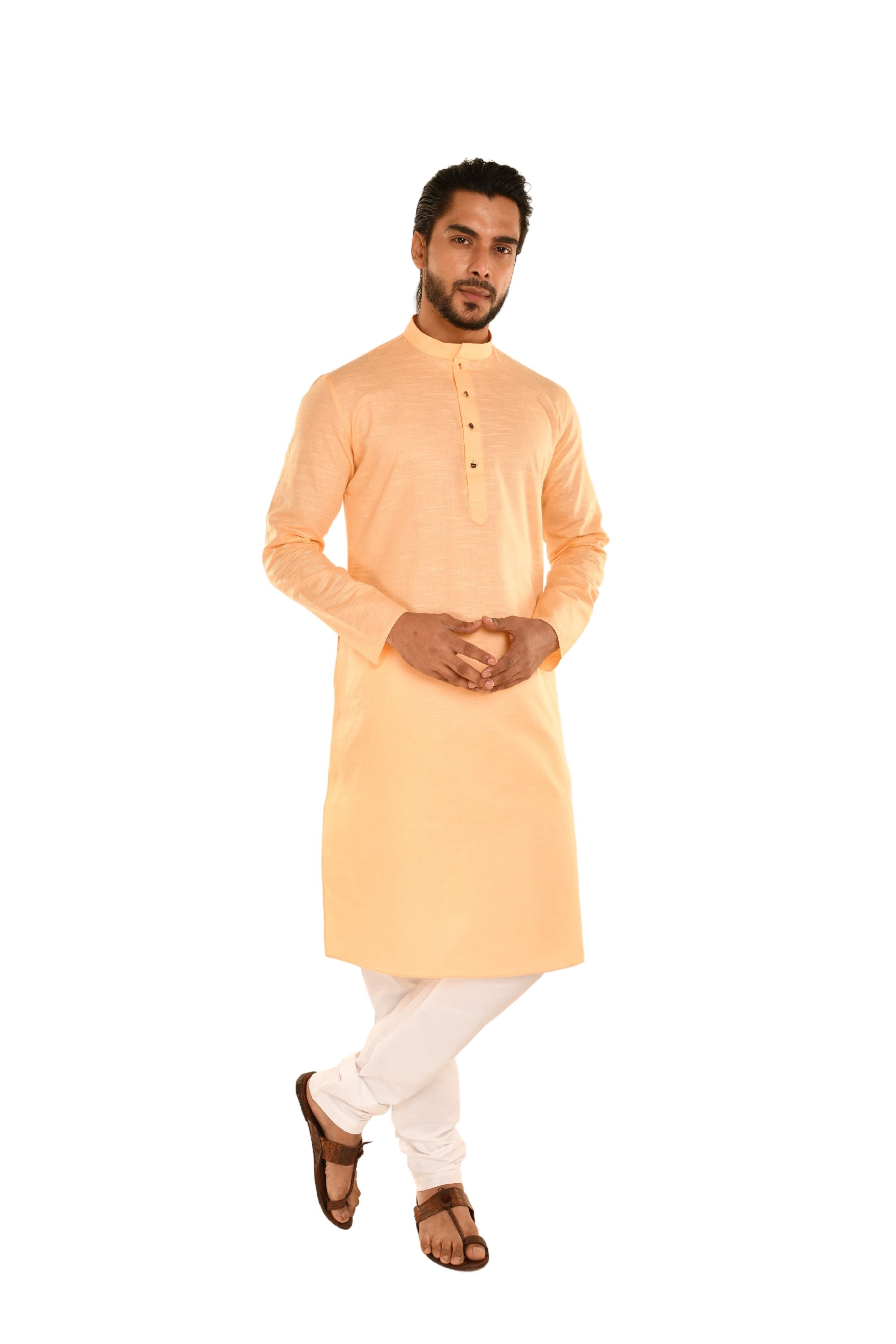 Casual Pure Cotton Kurta Peach
