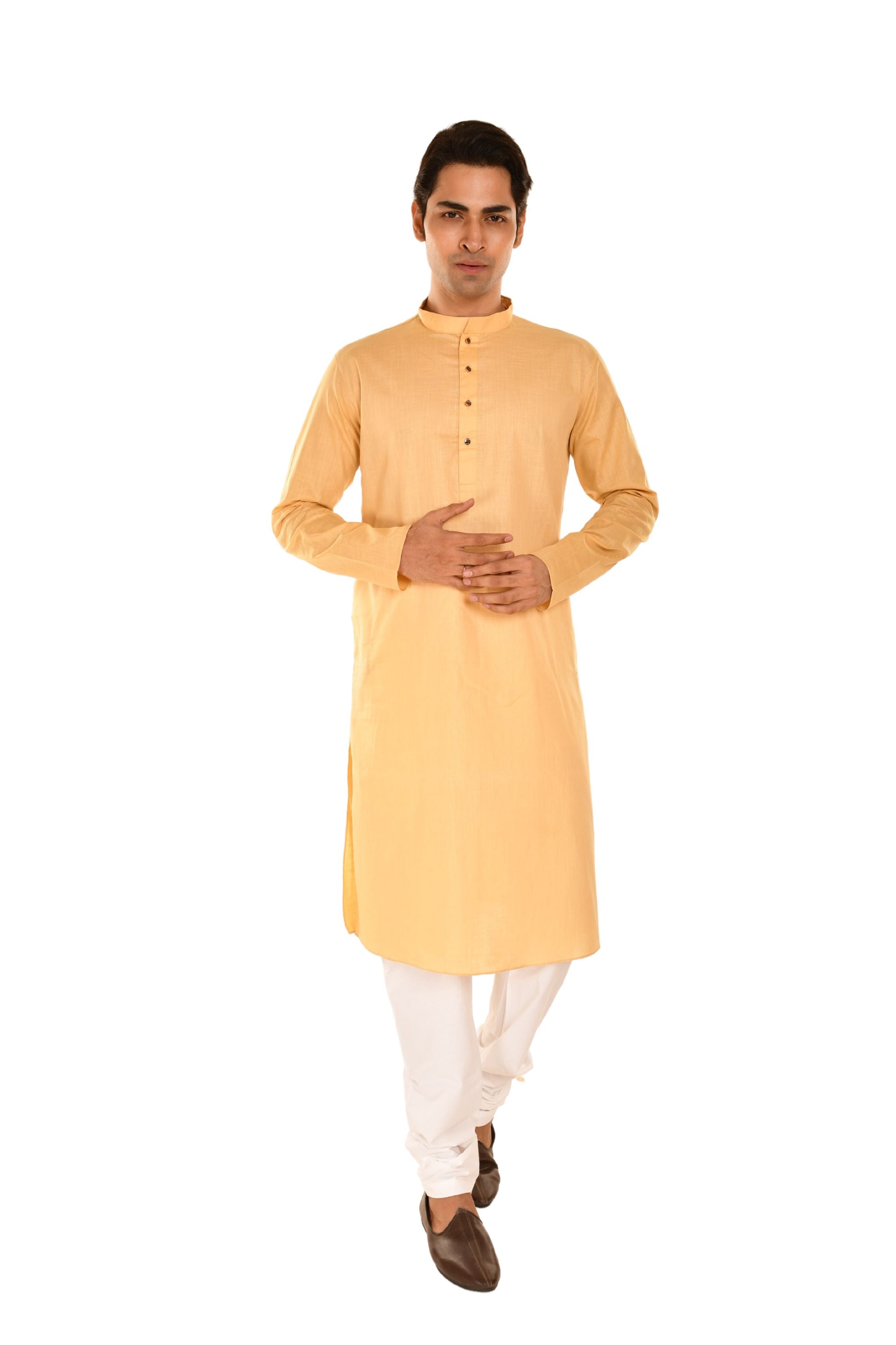 Criss Crossed Striped Kurta Brown