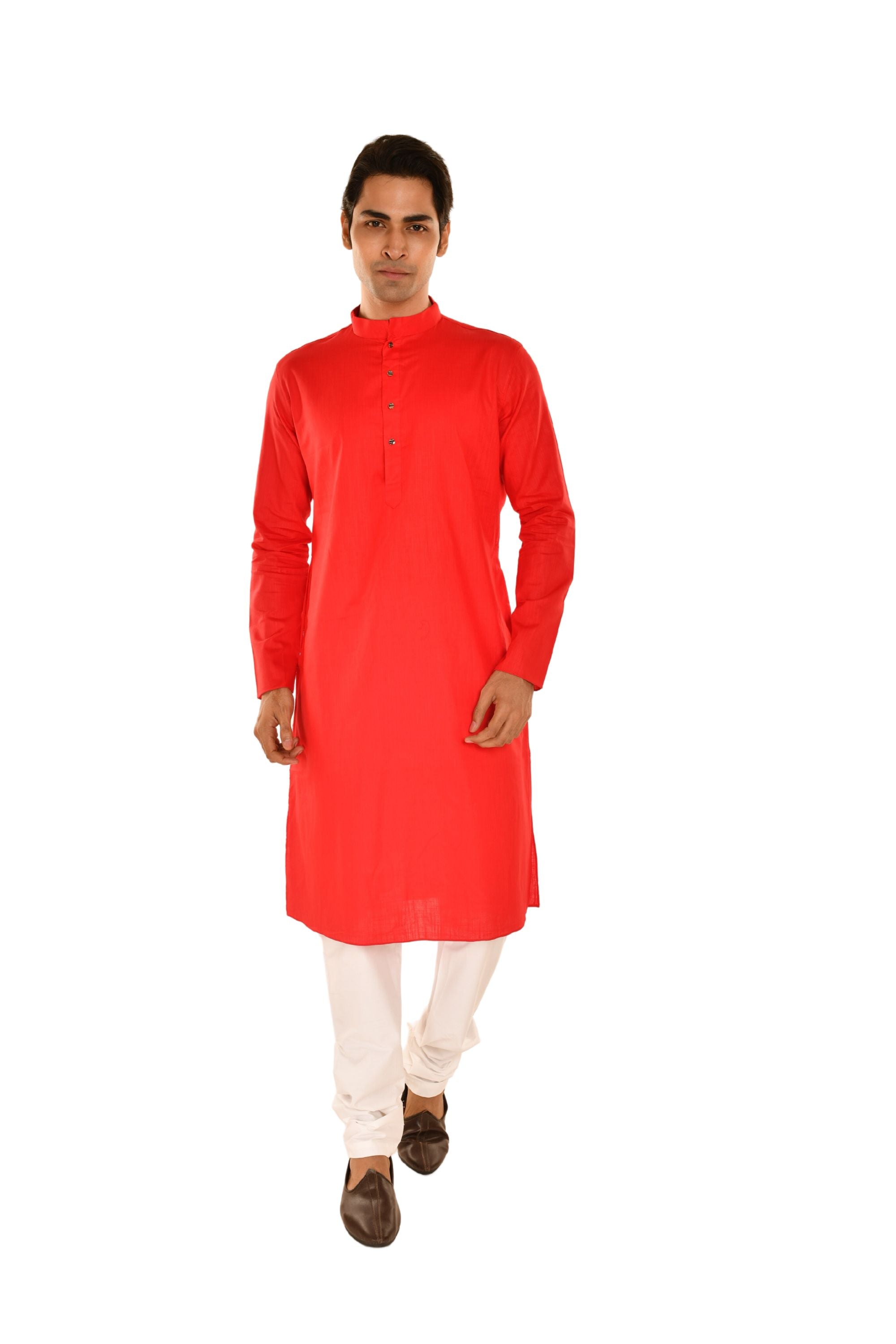 Criss Crossed Striped Kurta Red