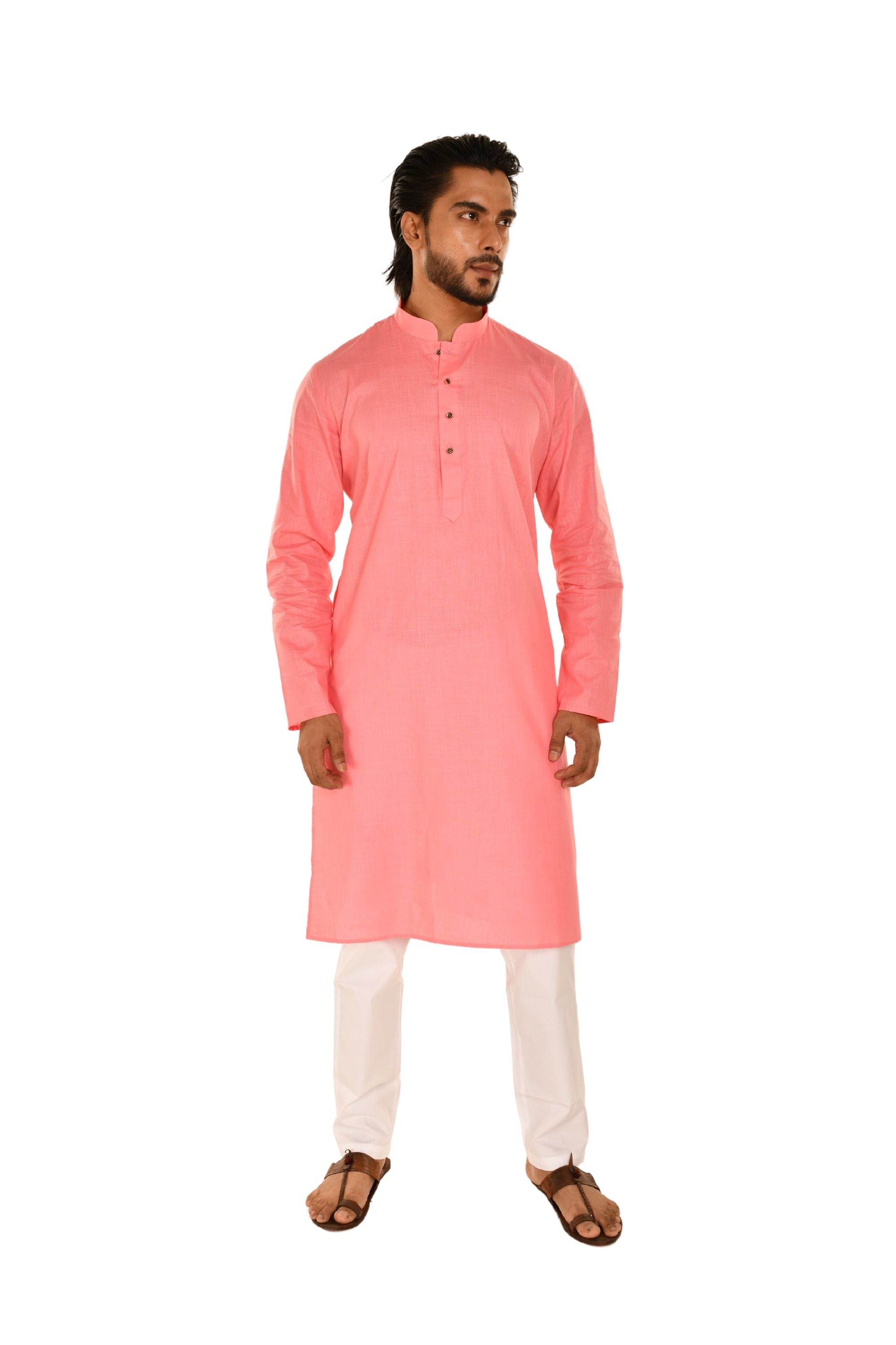Criss Crossed Striped Kurta Pink
