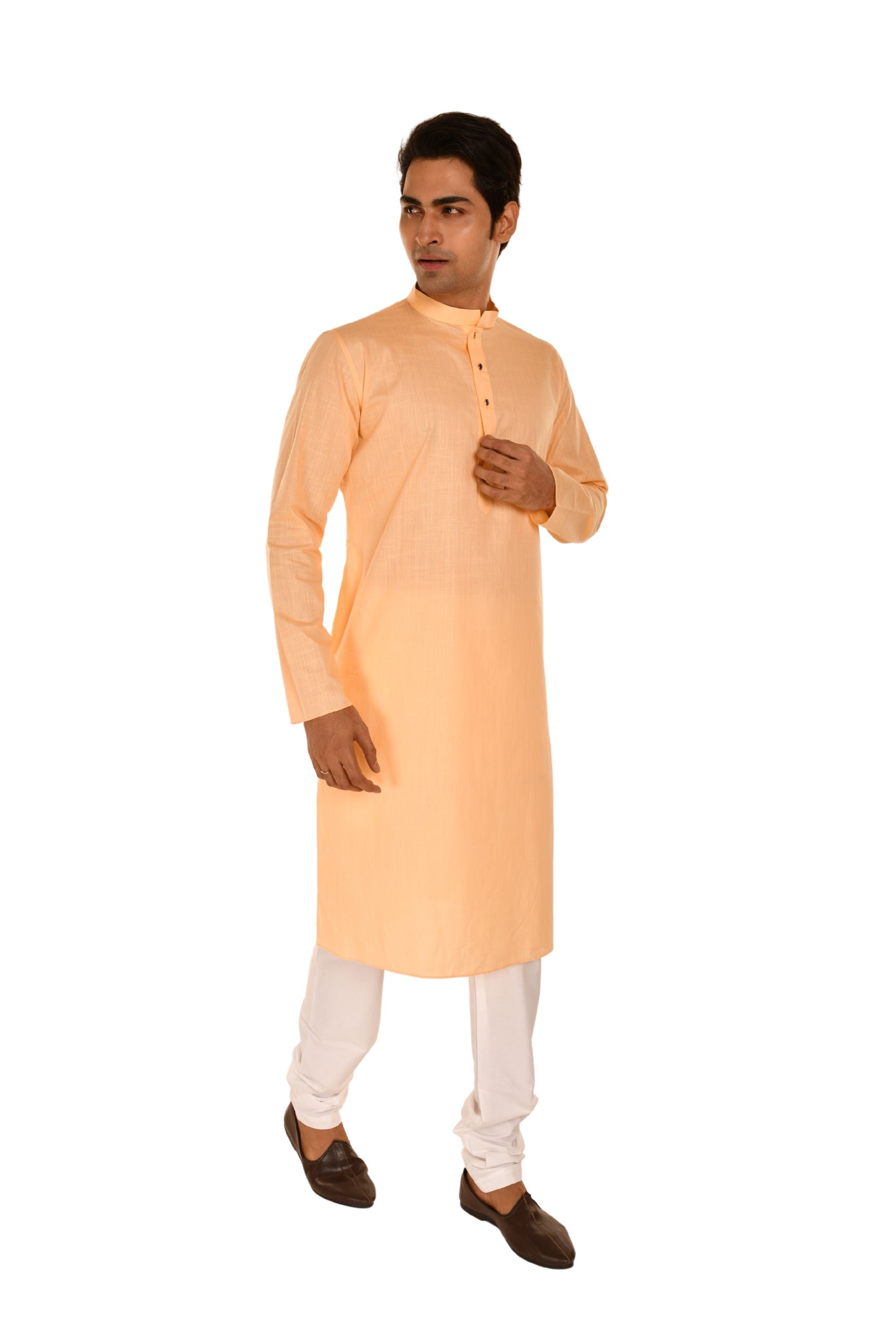 Criss Crossed Striped Kurta Peach