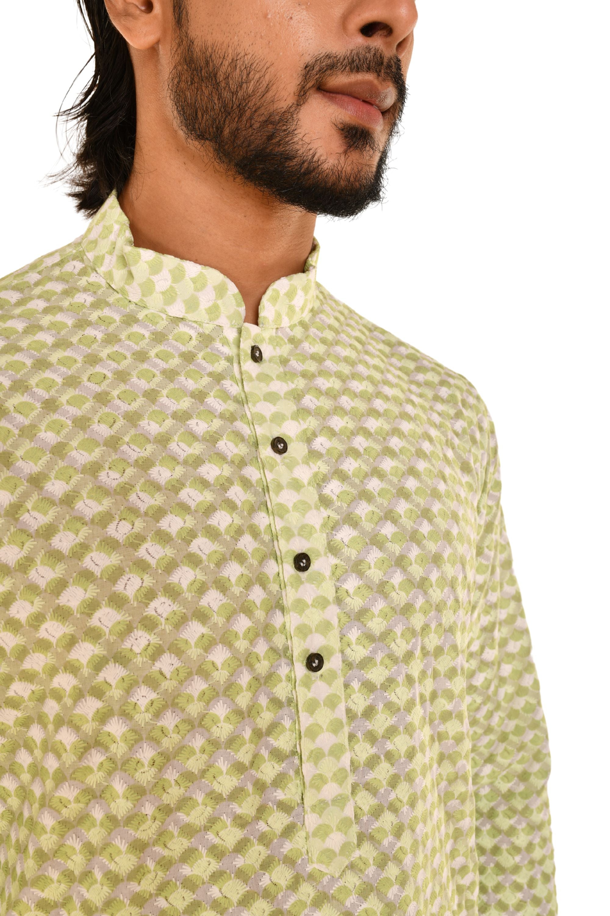 Men Coral Chikankari Kurta