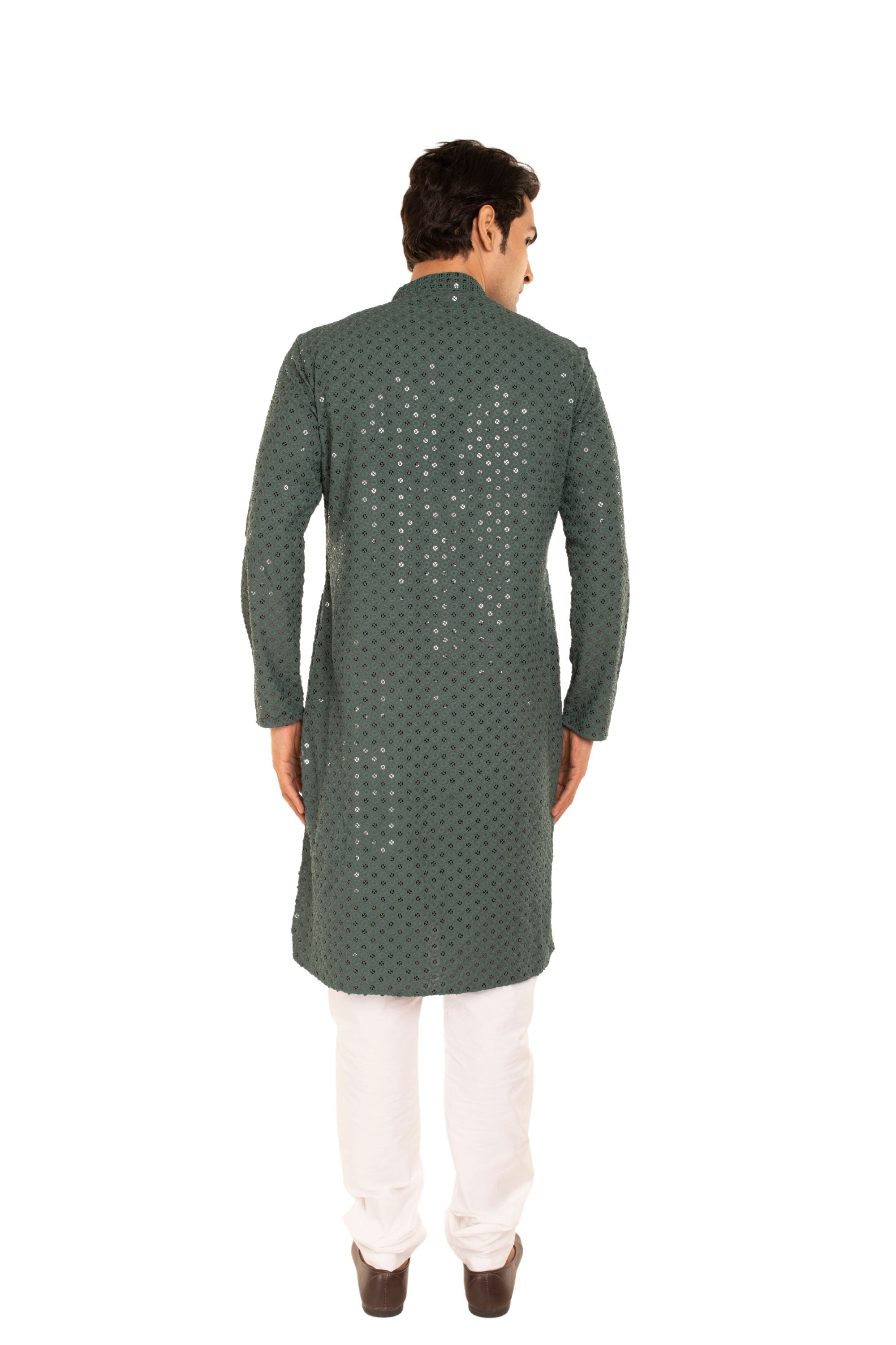Men Embroidered and Seqence Chikankari Kurta