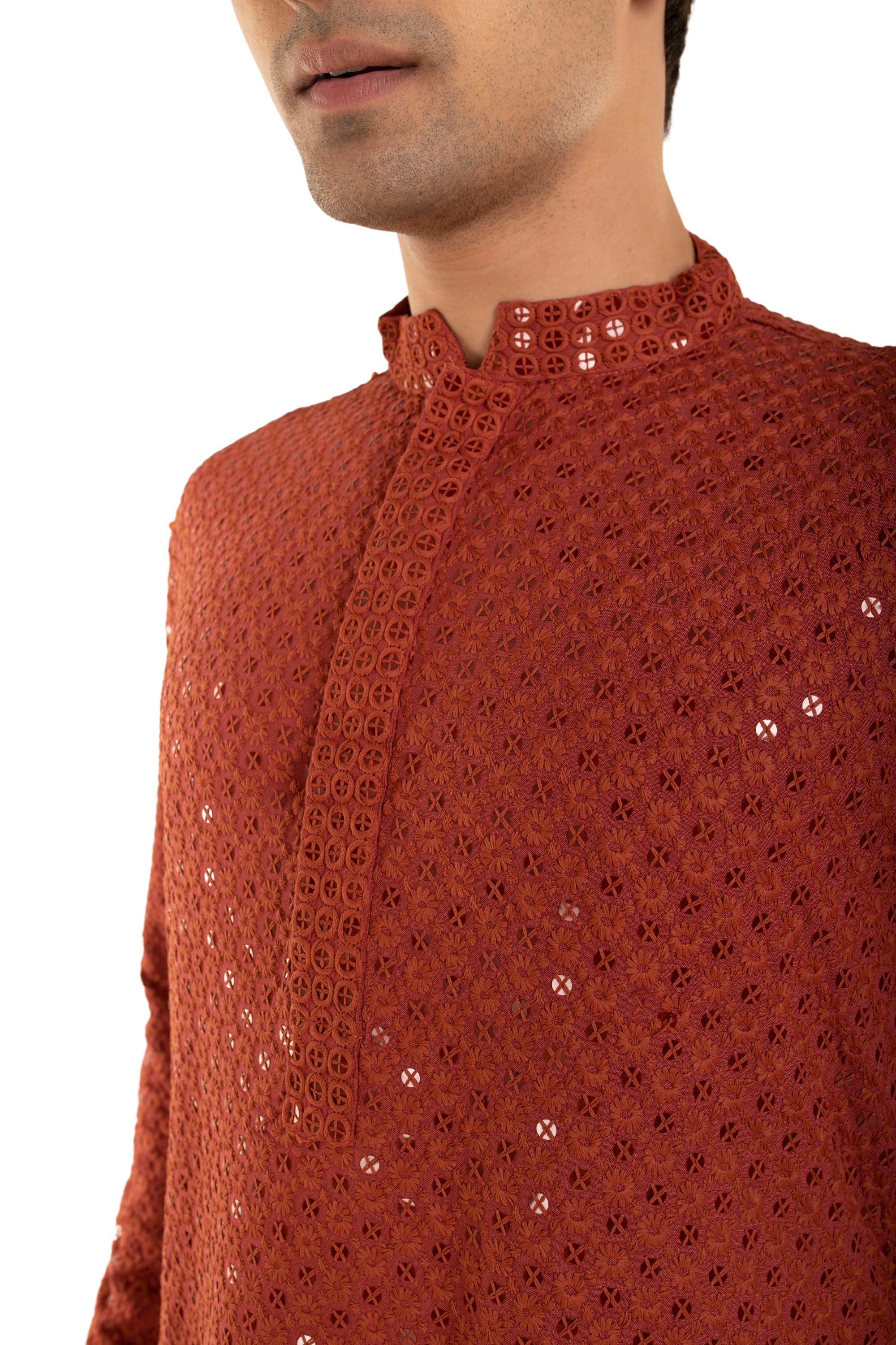 Men Embroidered and Seqence Chikankari Kurta