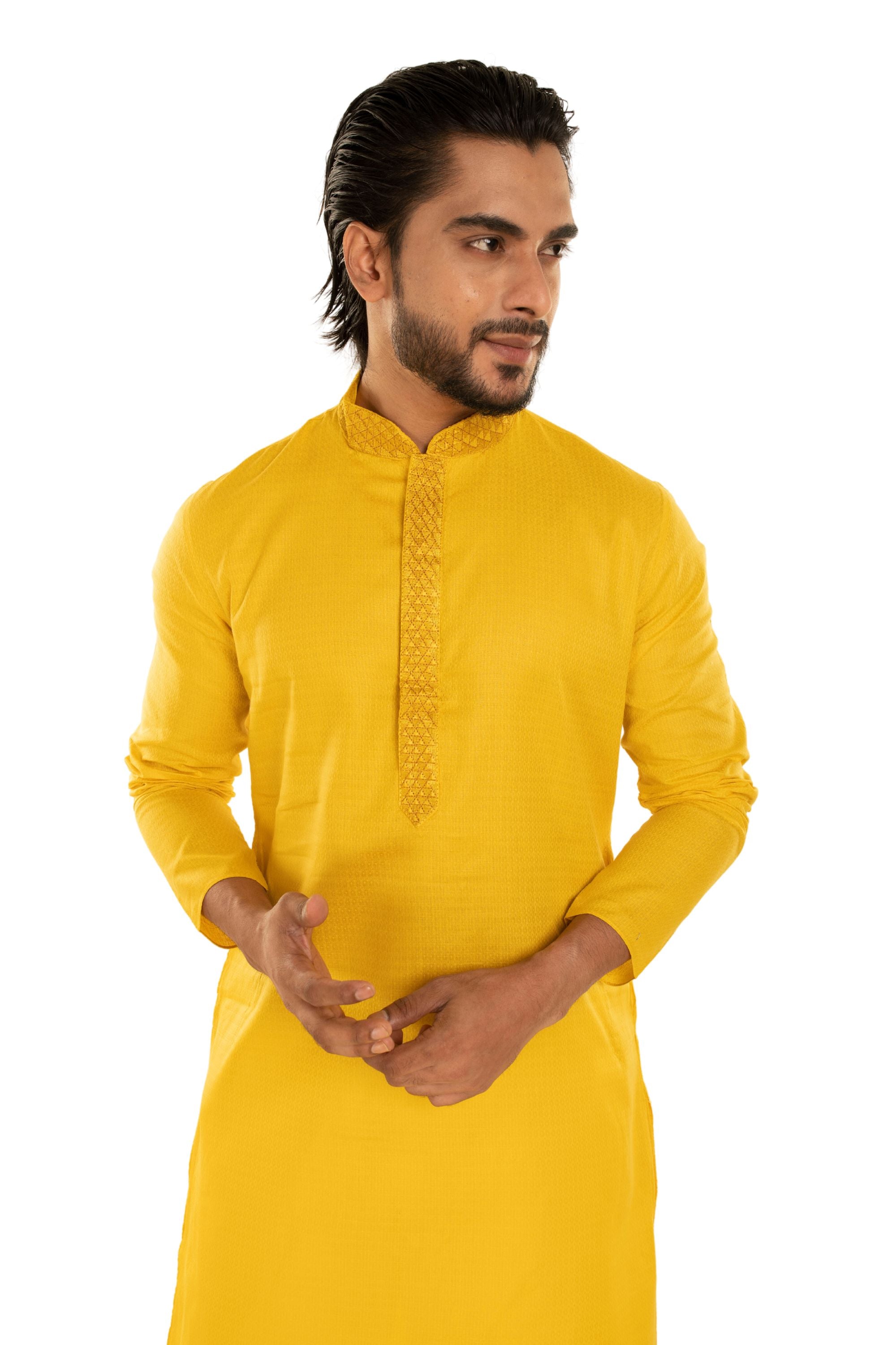 Self Designed Kurta with Neck Embroidery