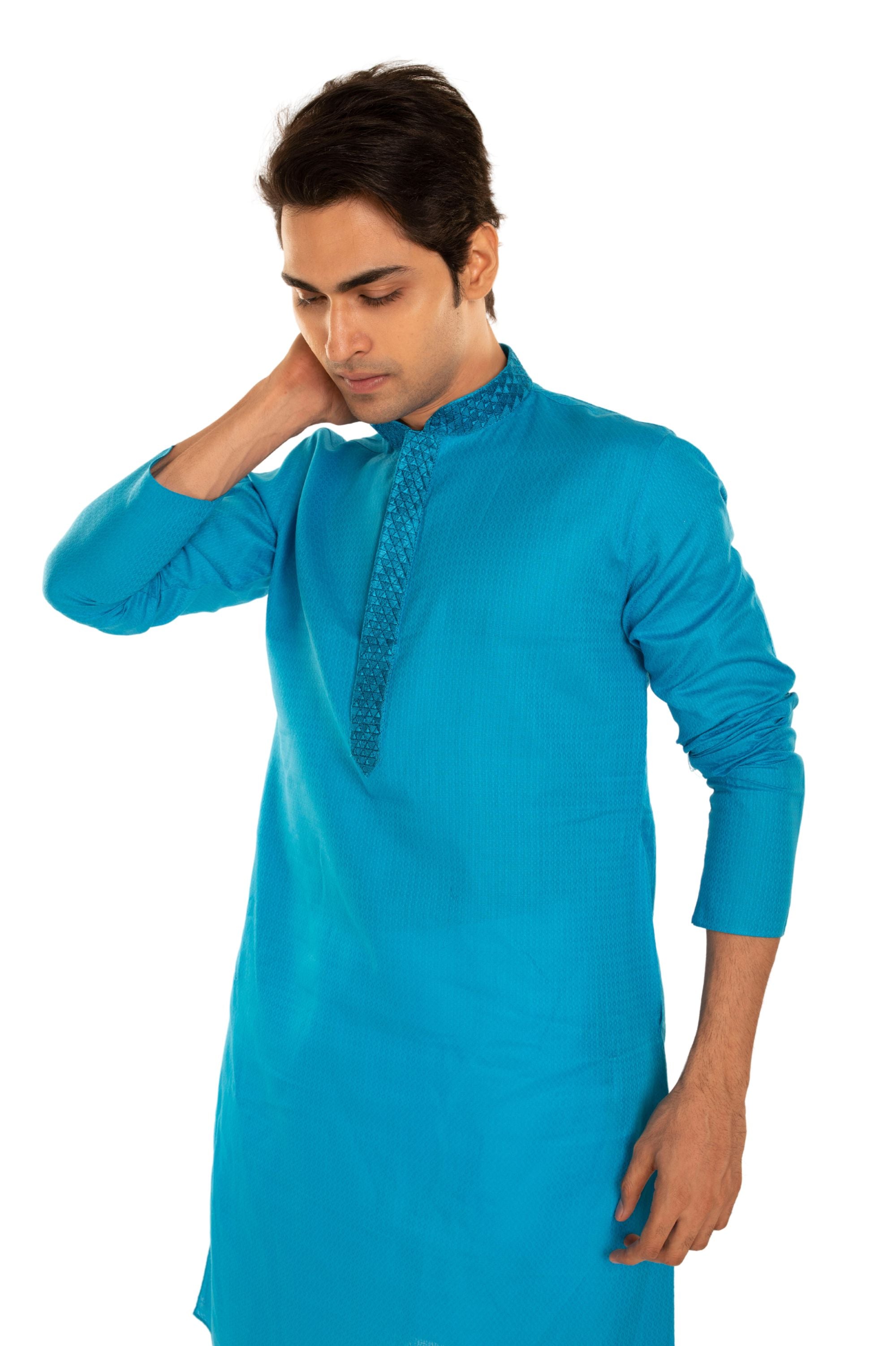 Self Designed Kurta with Neck Embroidery