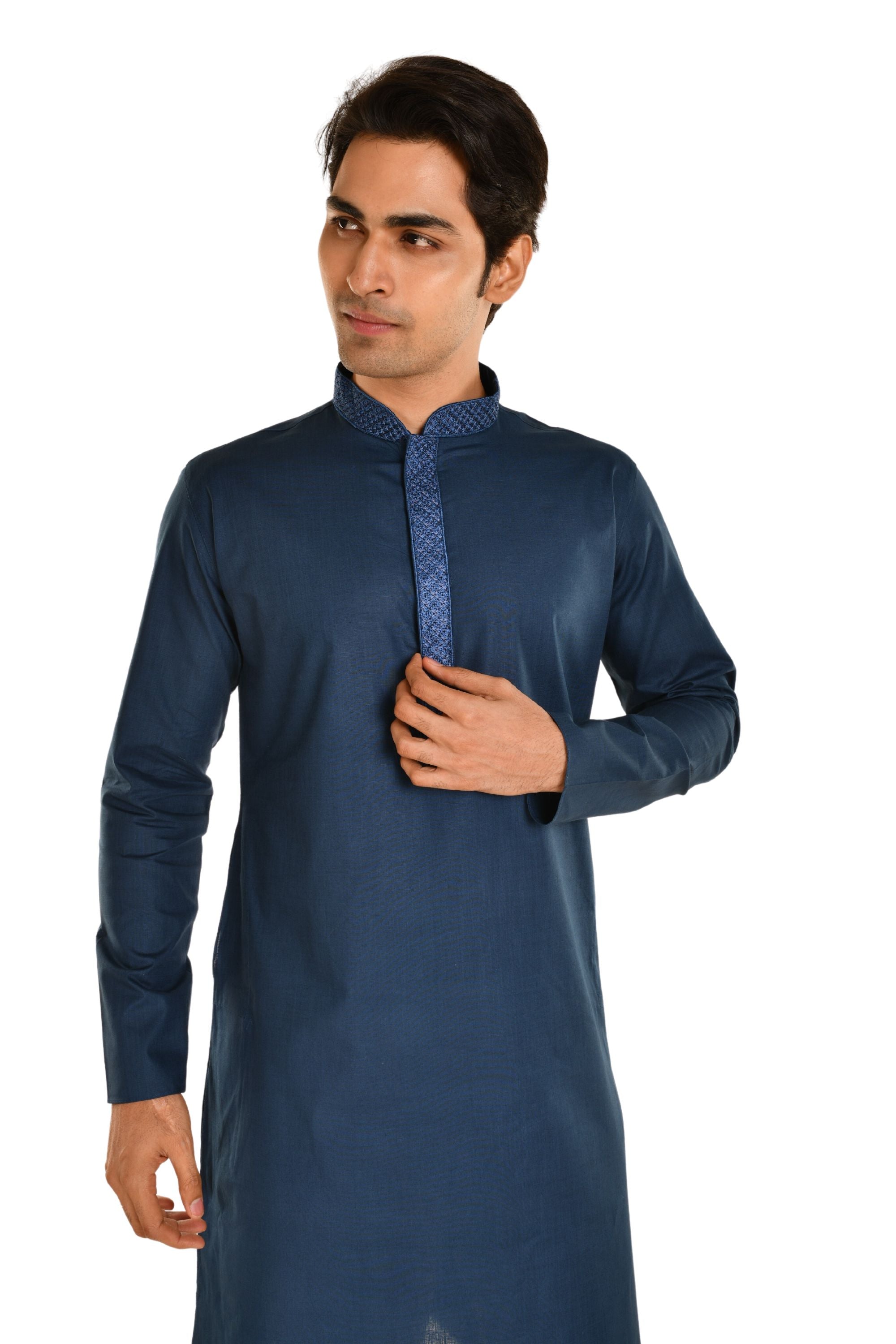 Neck Embroidered Pure Cotton Kurta