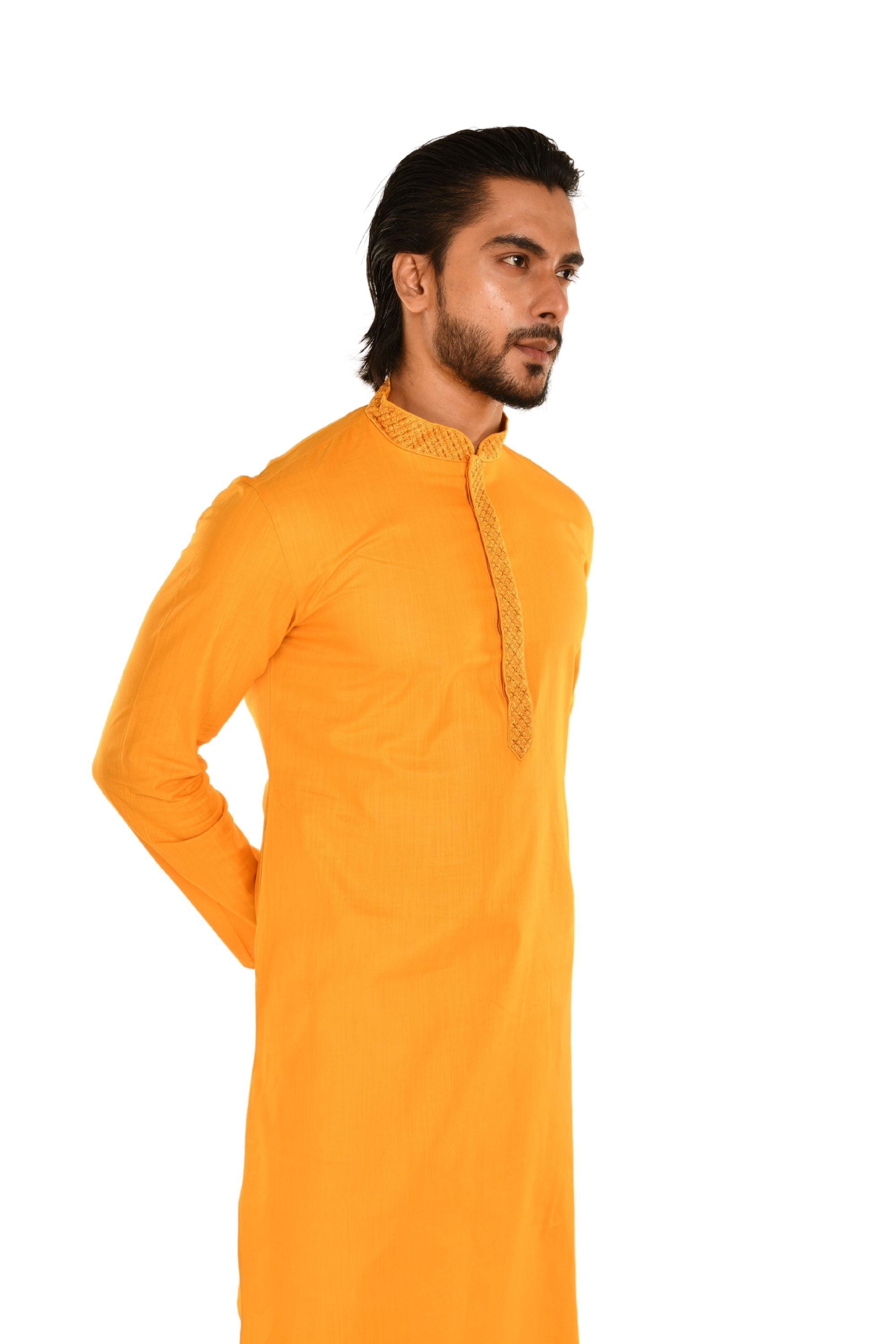 Neck Embroidered Pure Cotton Kurta