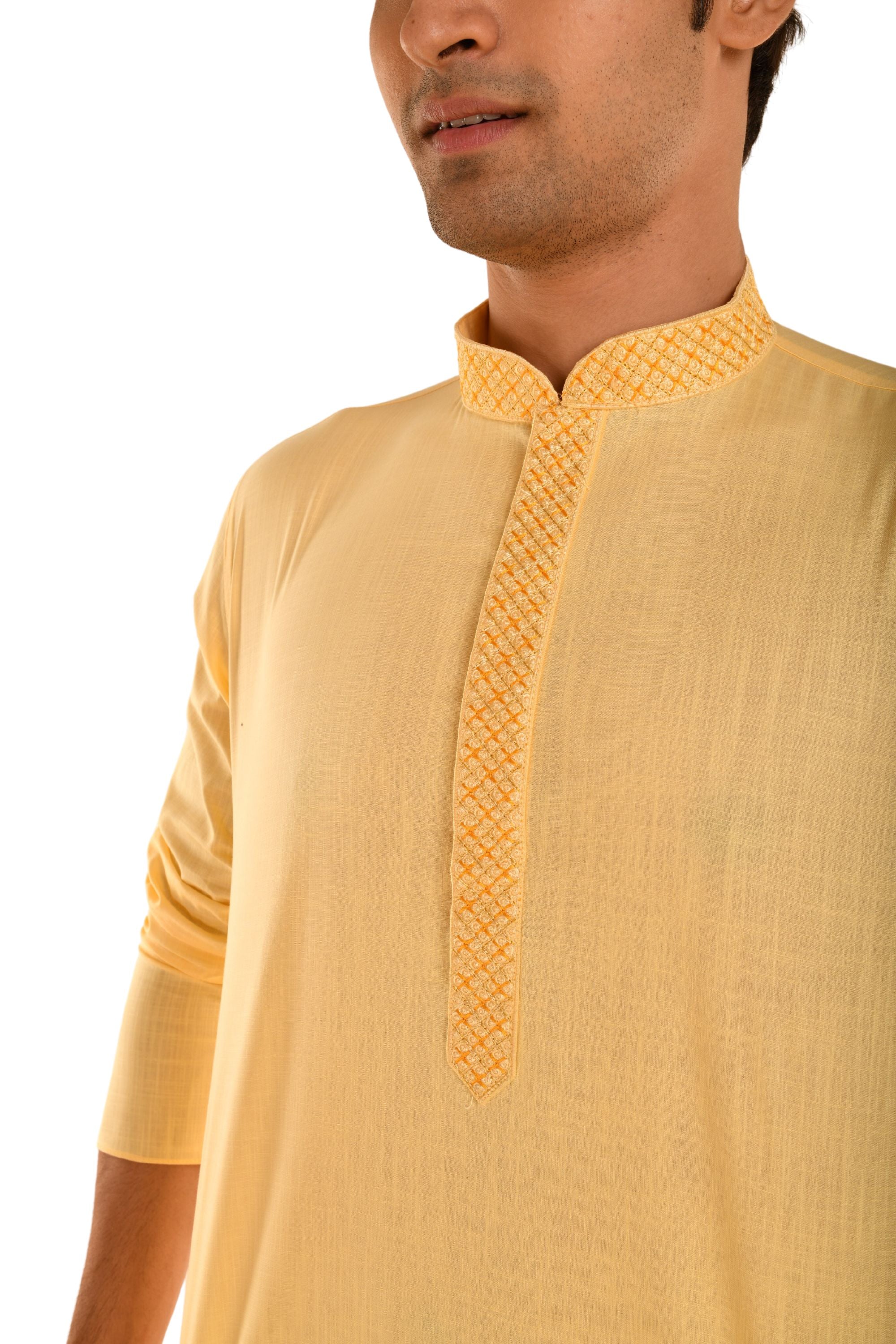 Neck Embroidered Pure Cotton Kurta