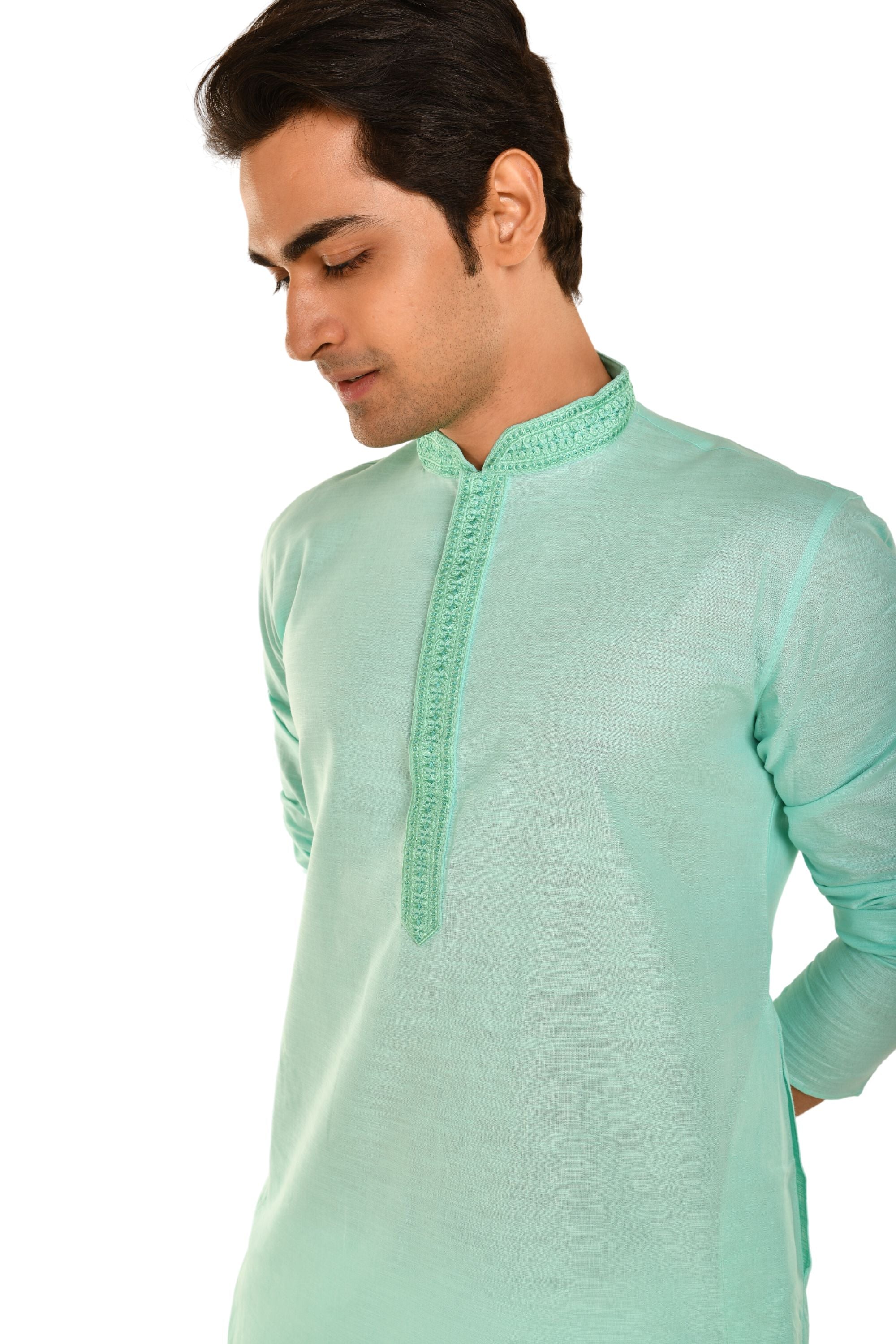 Cotton Embroidered Men's Long Kurta