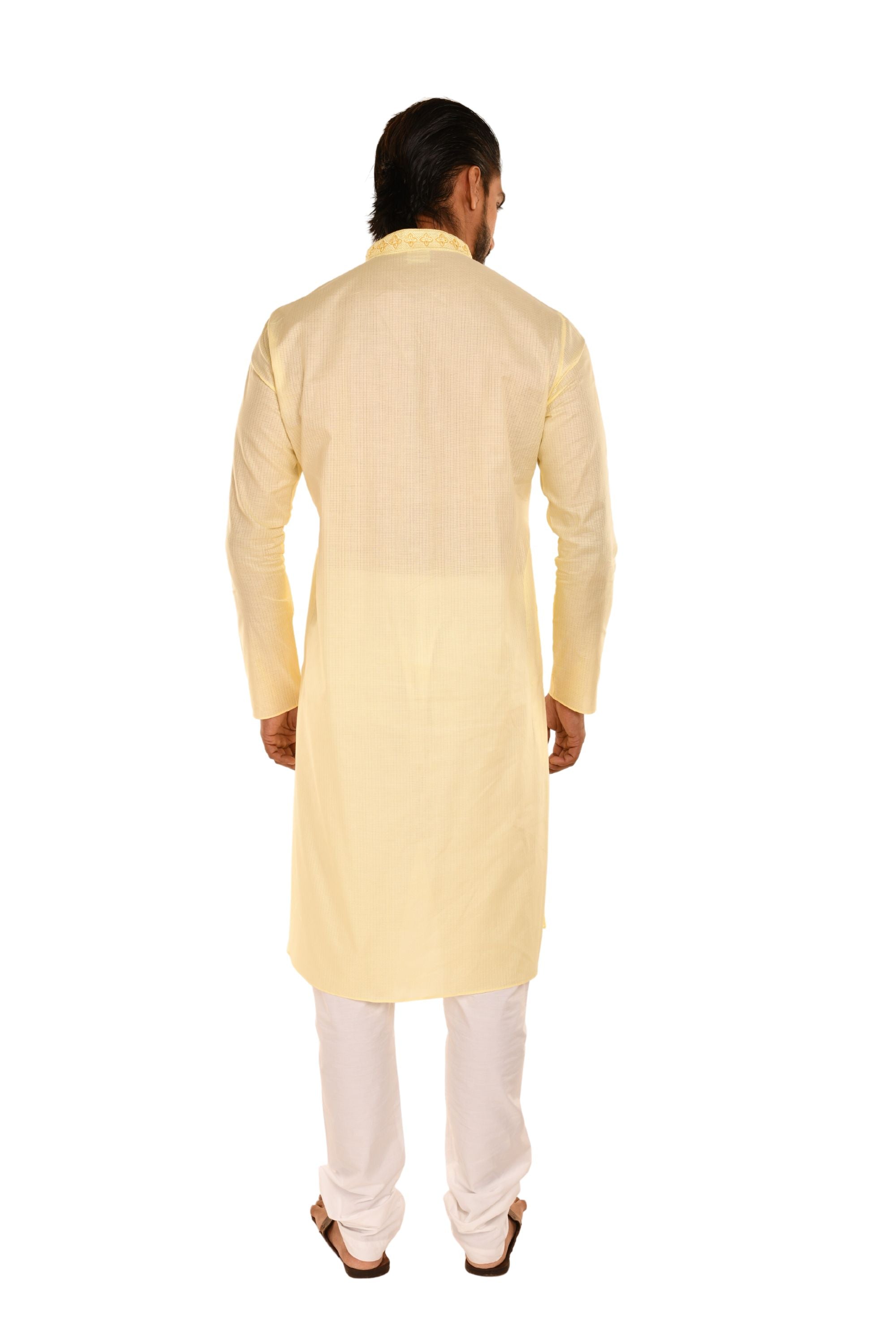 Floral Neck Embroidered Long Men's Kurta