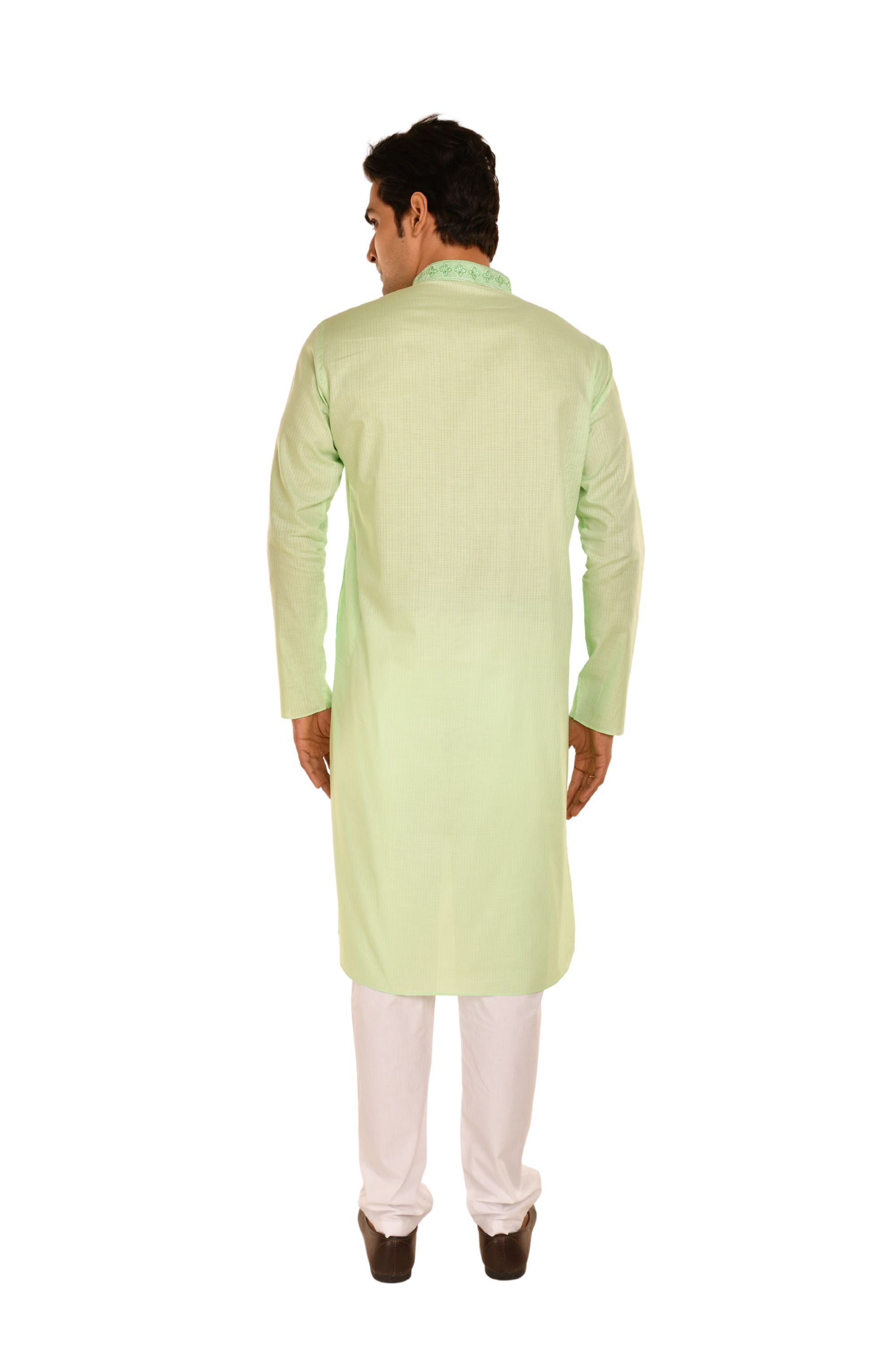 Floral Neck Embroidered Long Men's Kurta