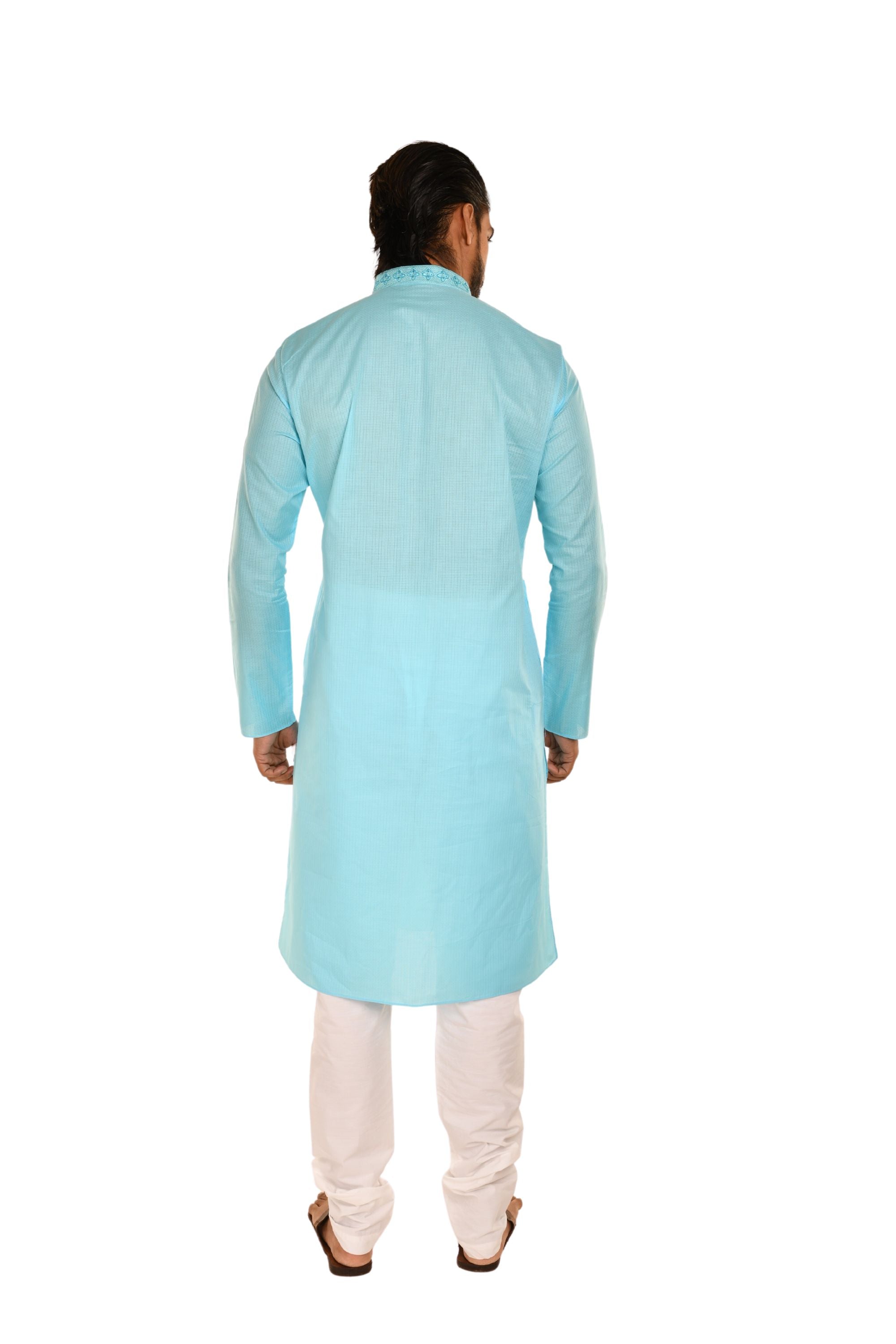 Floral Neck Embroidered Long Men's Kurta