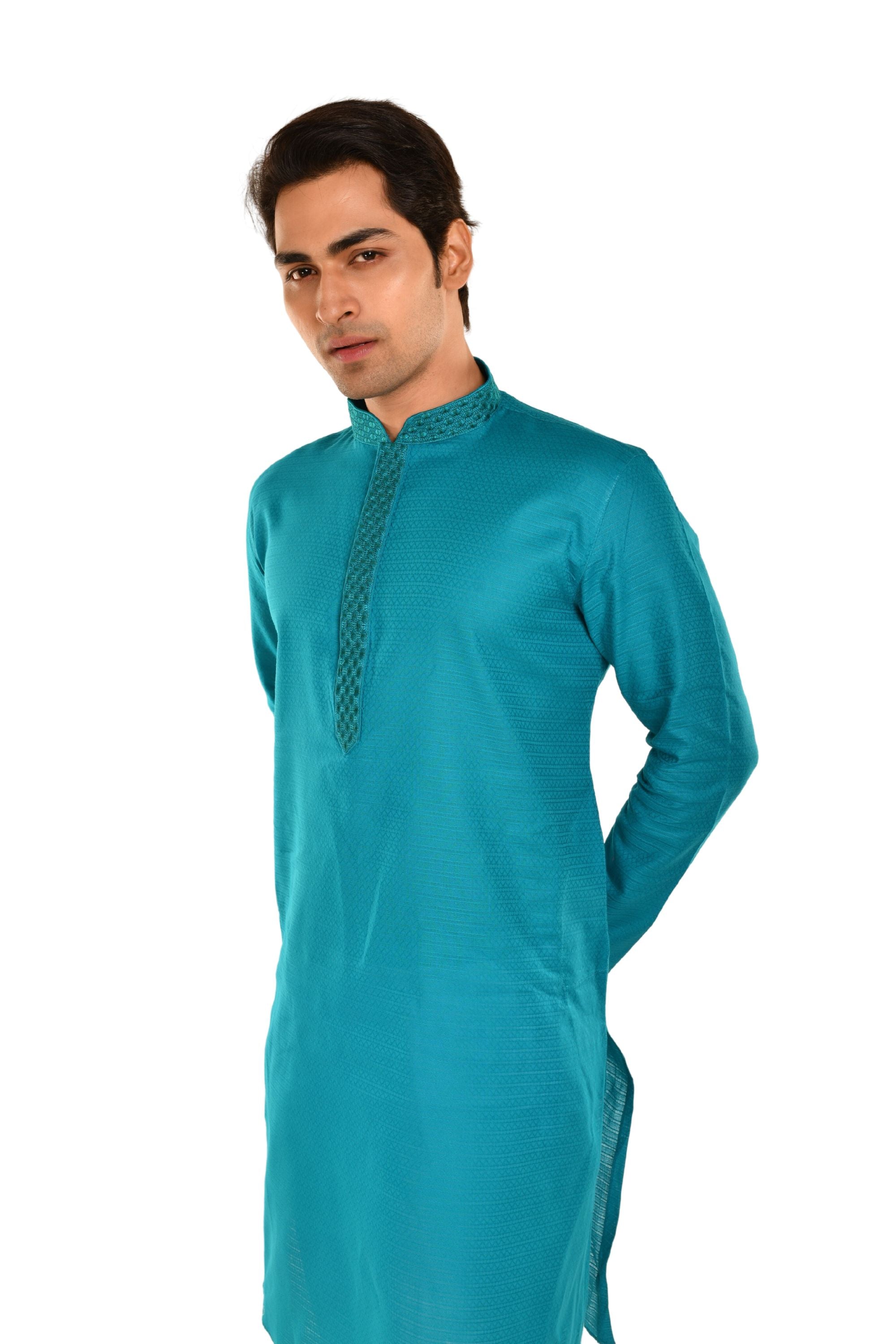 Basic Embroidered Straight Kurta for Men