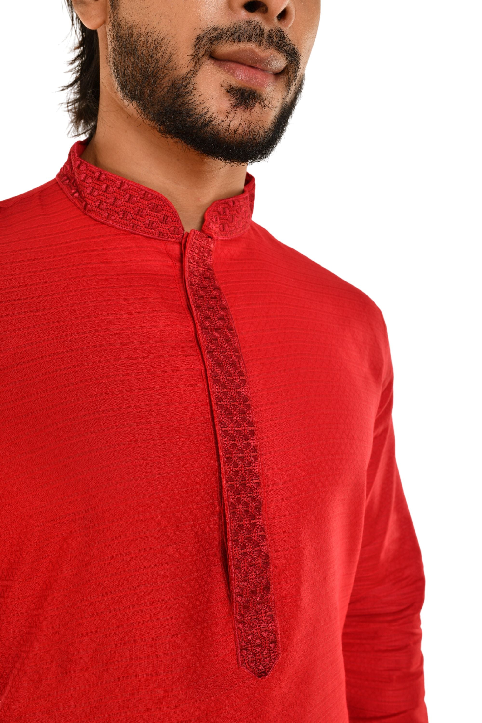 Basic Embroidered Straight Kurta for Men