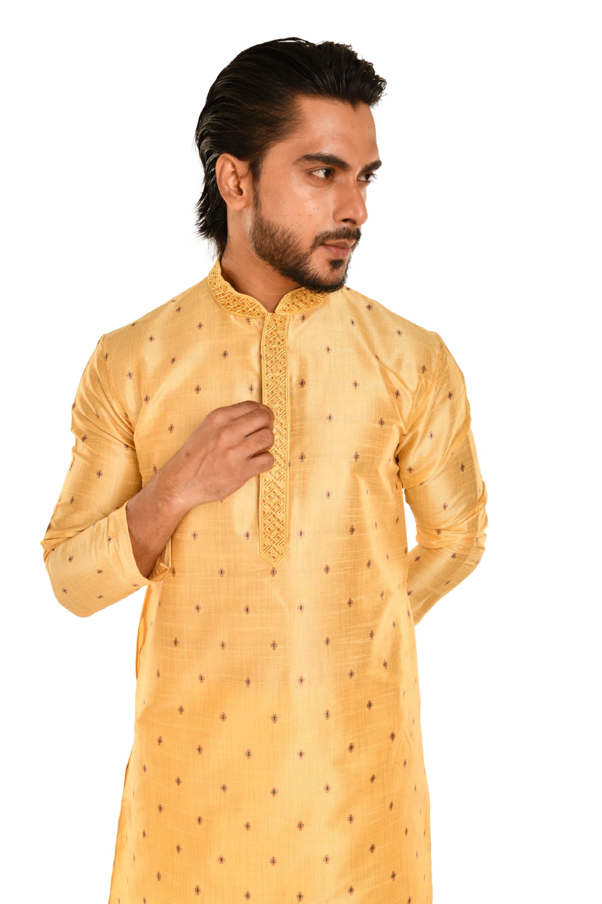 Geometric Woven Designed Embroidered Kurta