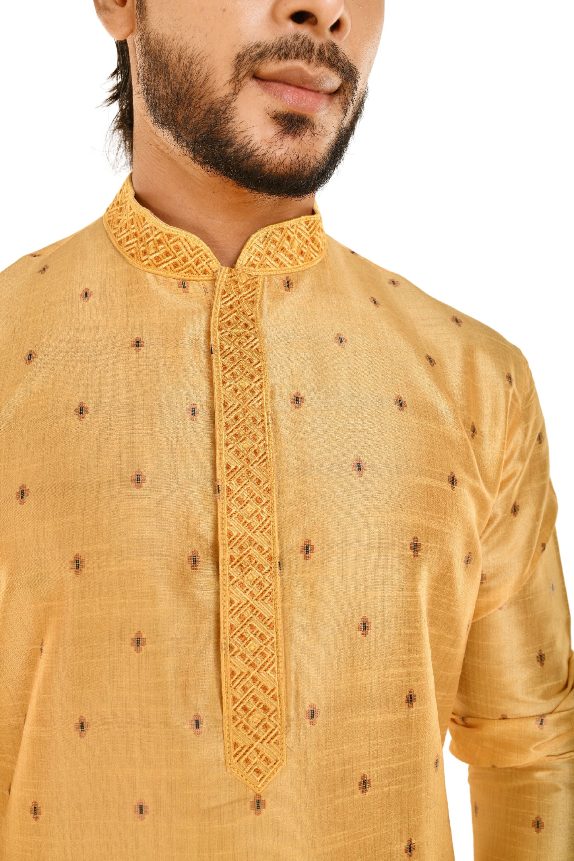 Geometric Woven Designed Embroidered Kurta