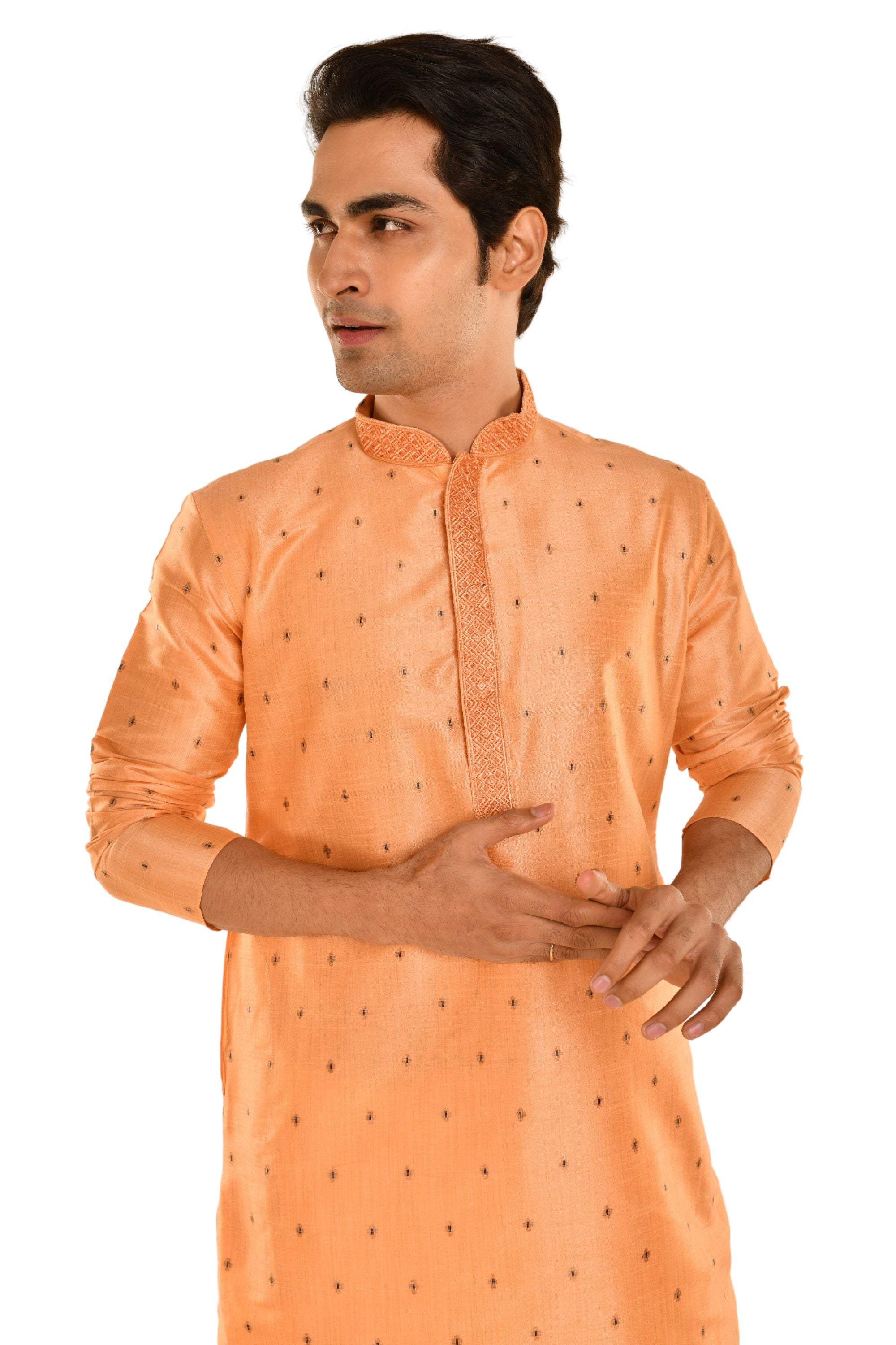 Geometric Woven Designed Embroidered Kurta