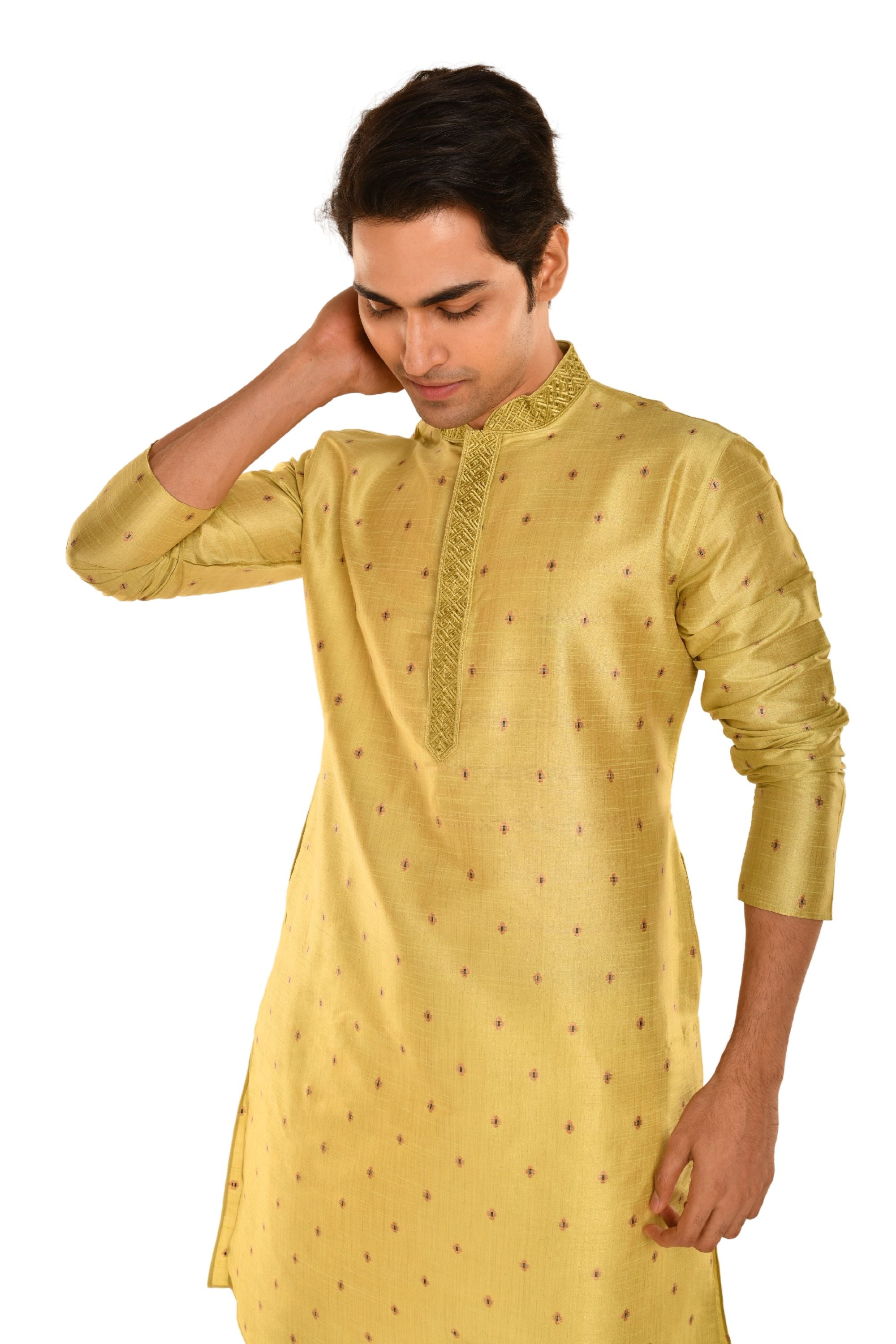 Geometric Woven Designed Embroidered Kurta