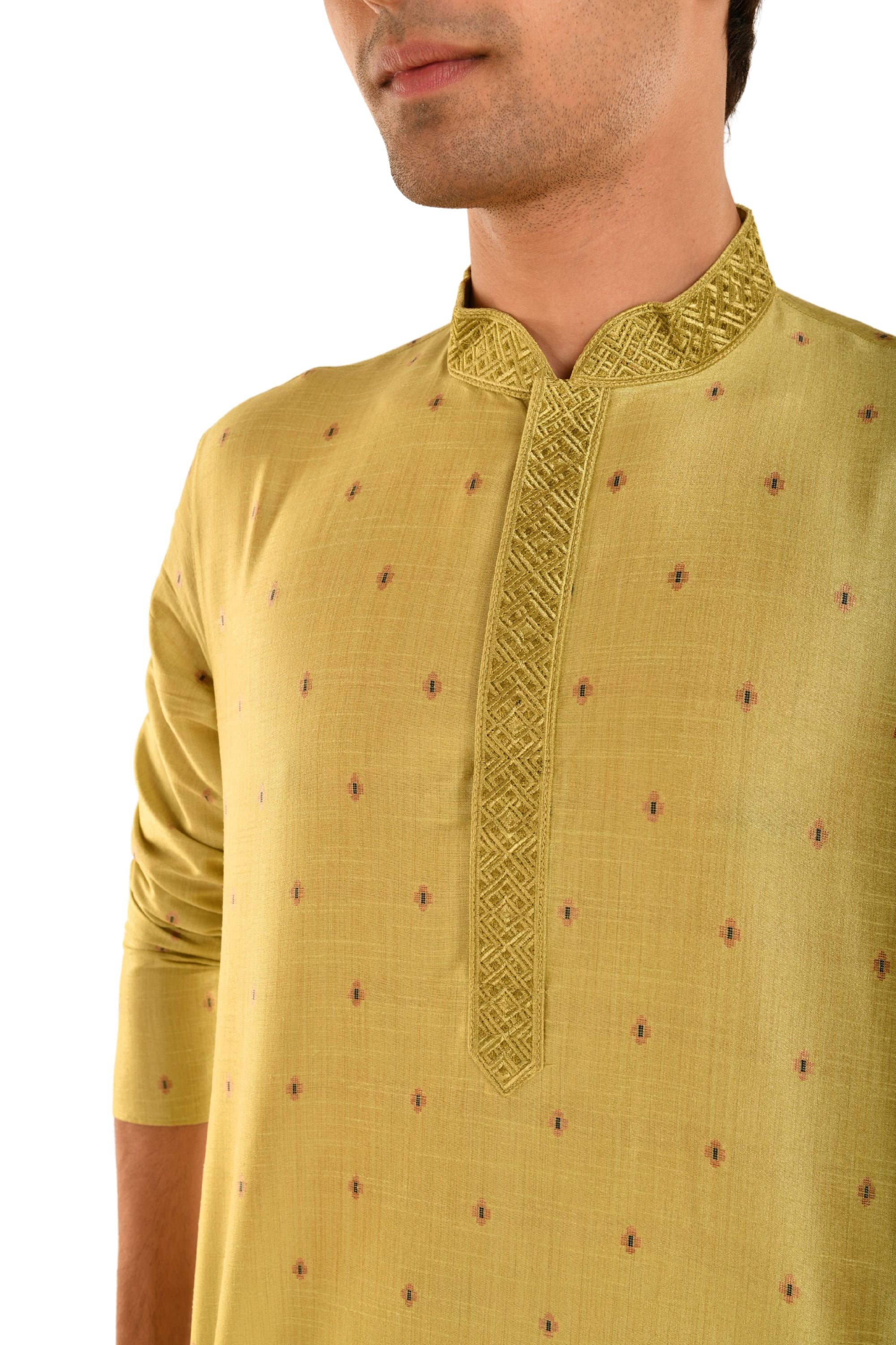 Geometric Woven Designed Embroidered Kurta
