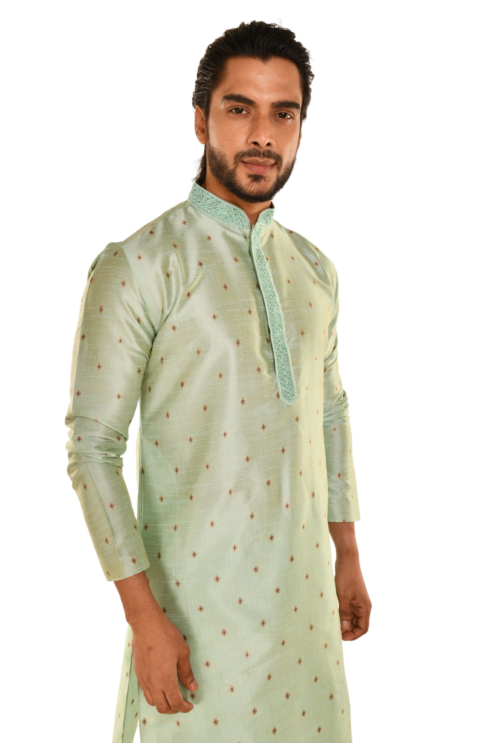 Geometric Woven Designed Embroidered Kurta