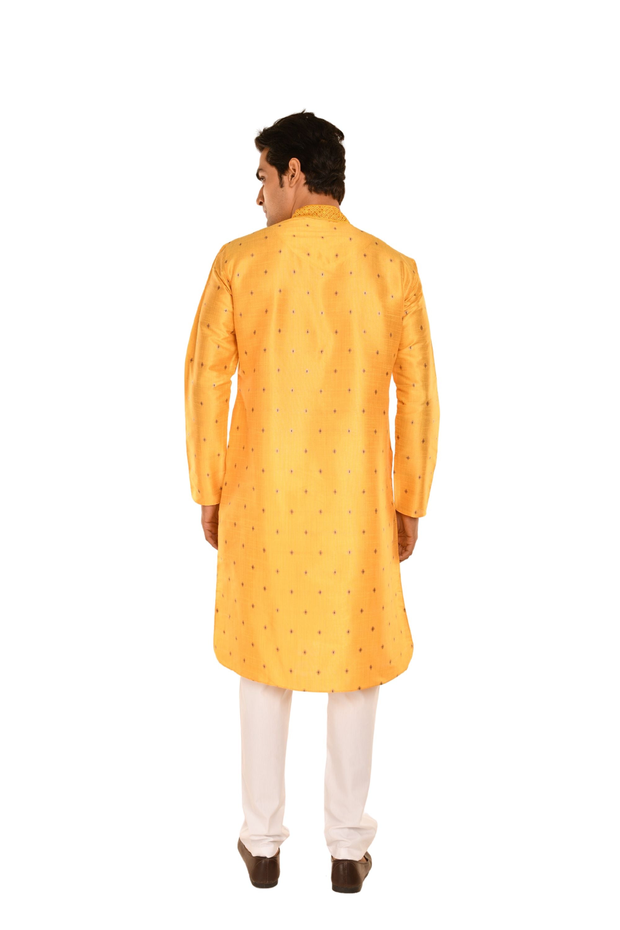 Geometric Woven Designed Embroidered Kurta