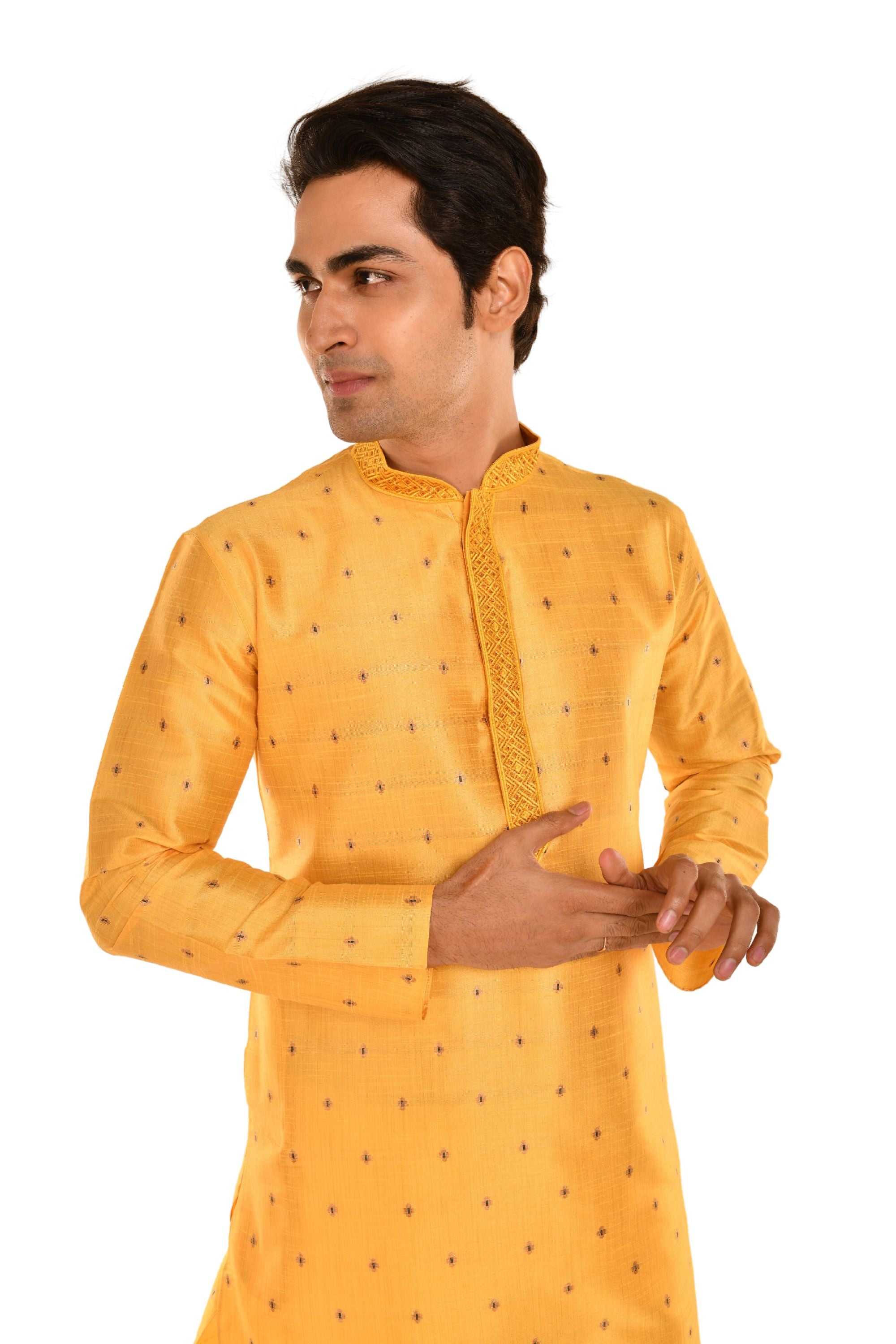 Geometric Woven Designed Embroidered Kurta