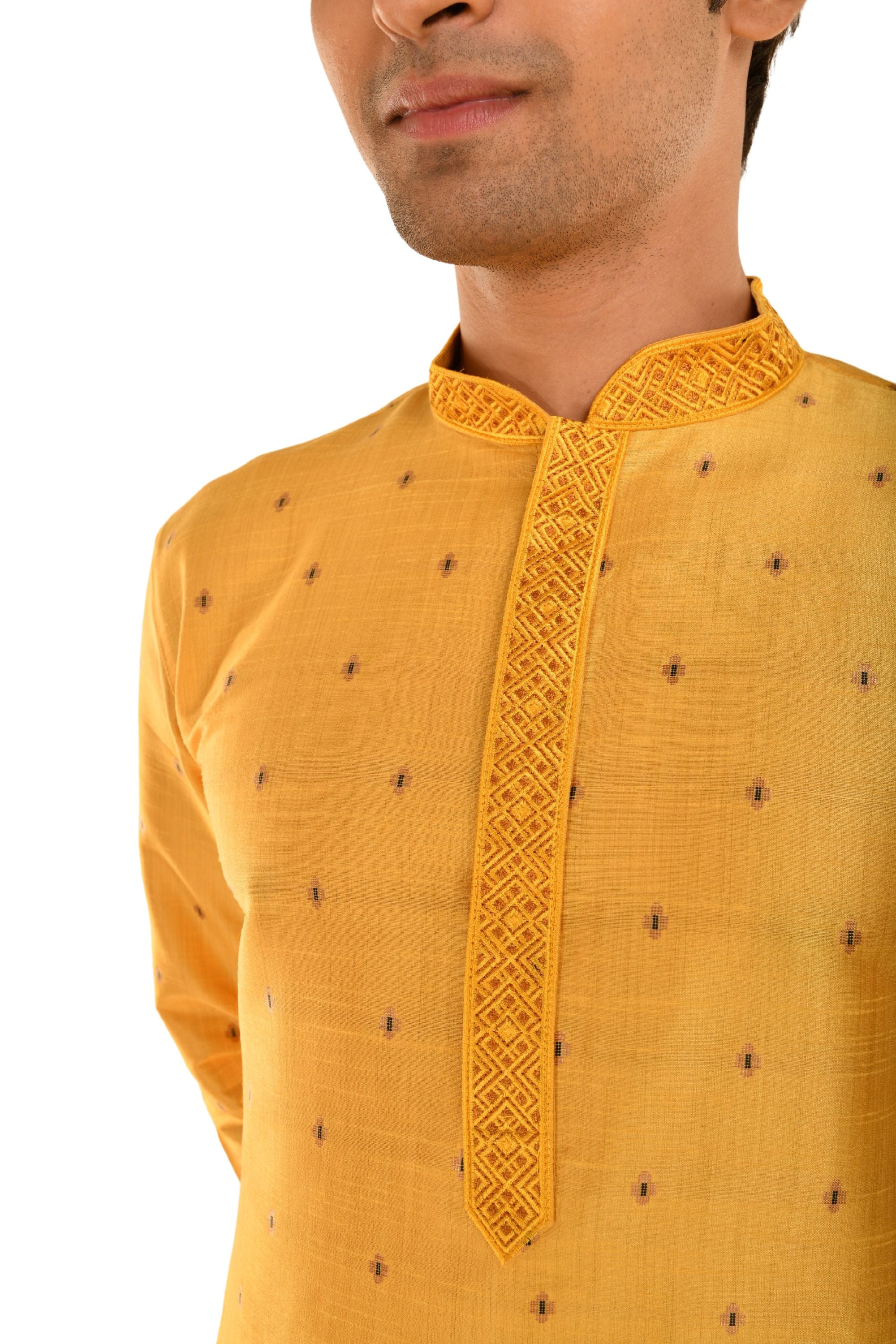 Geometric Woven Designed Embroidered Kurta