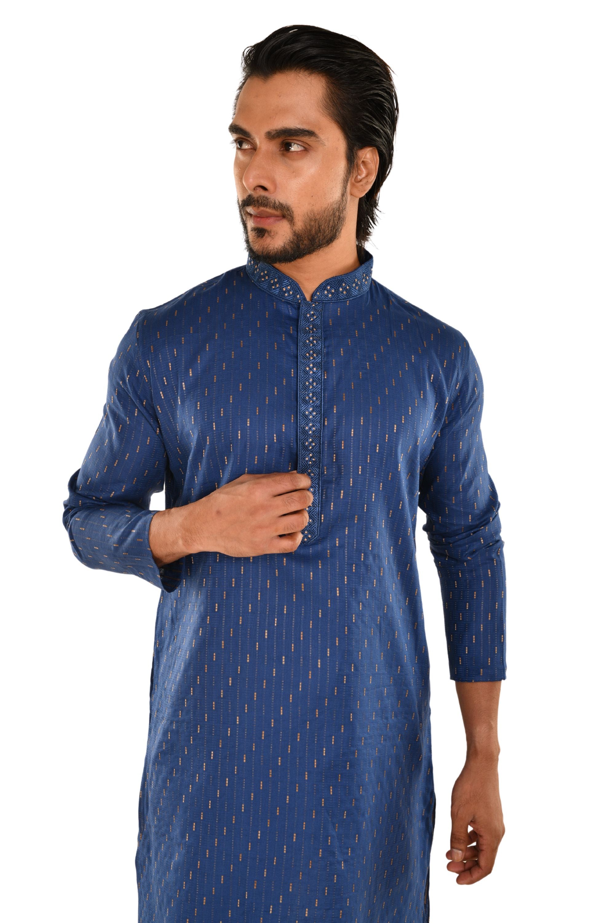 Cotton Embroidered Slim Fit Long Kurta