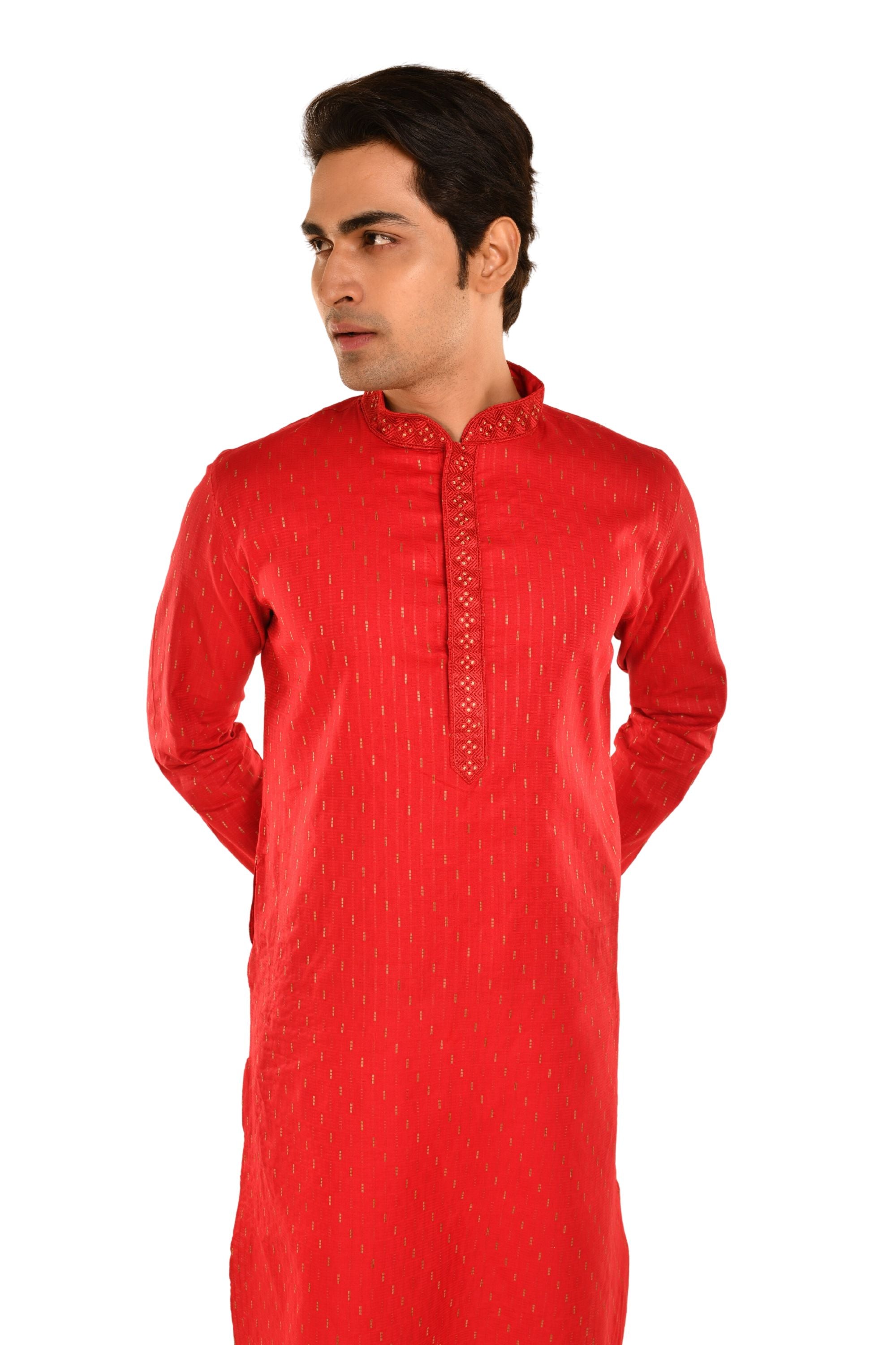Cotton Embroidered Slim Fit Long Kurta