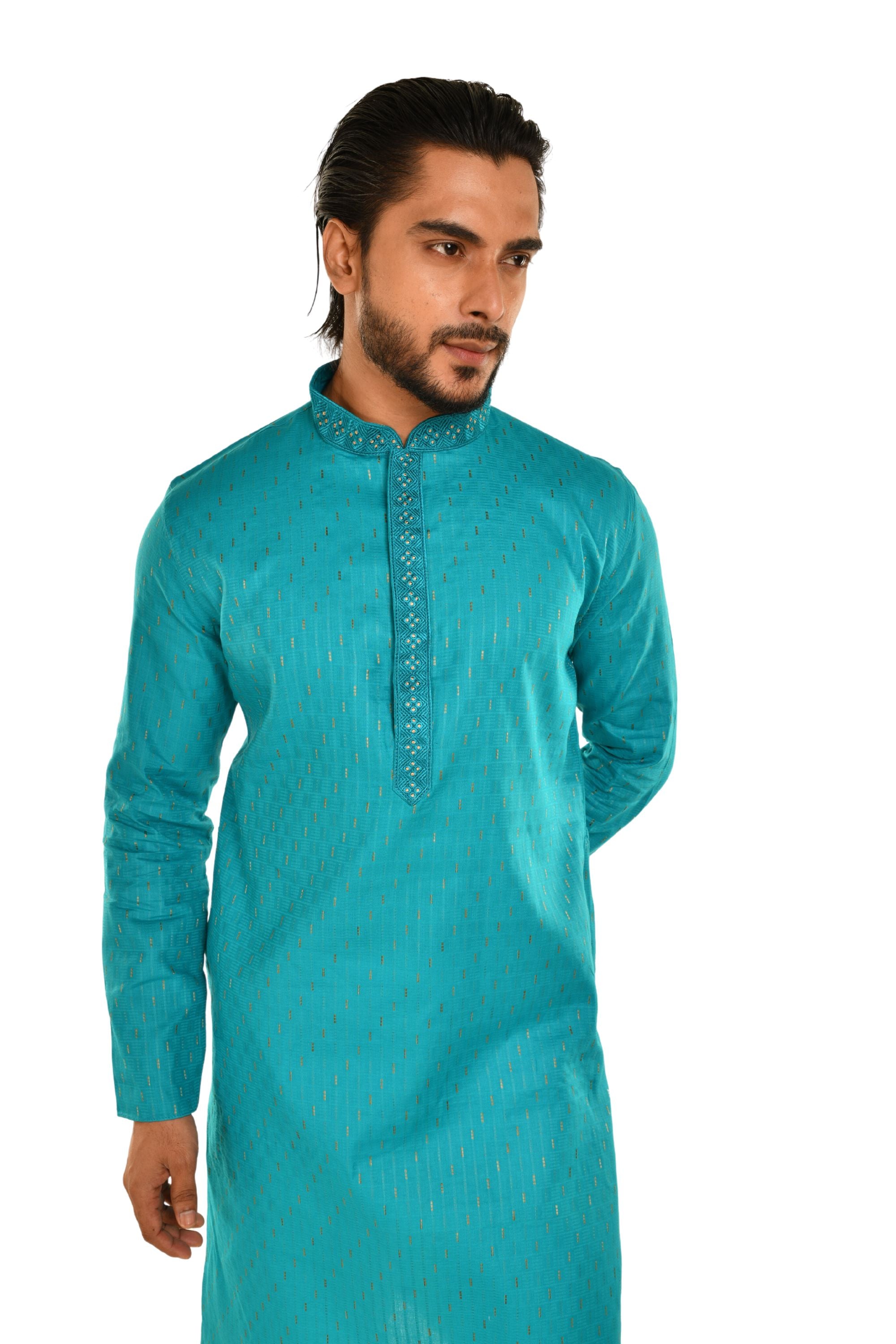 Cotton Embroidered Slim Fit Long Kurta